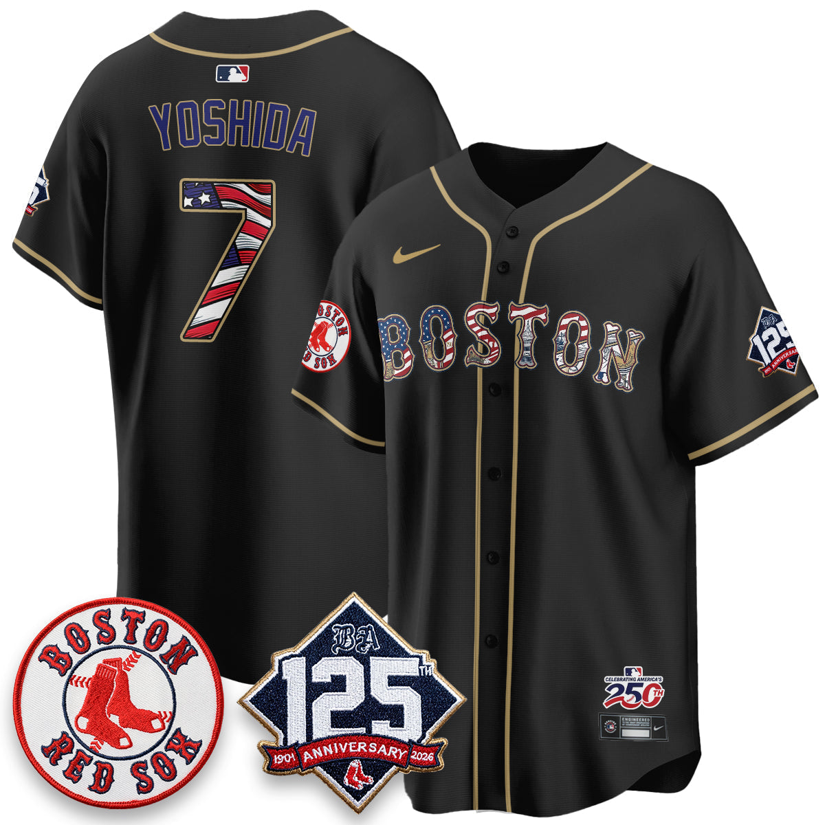 Boston Red Sox 2026 Independence Day USA Vapor Limited Jersey - Stitched-Cuztomshoes