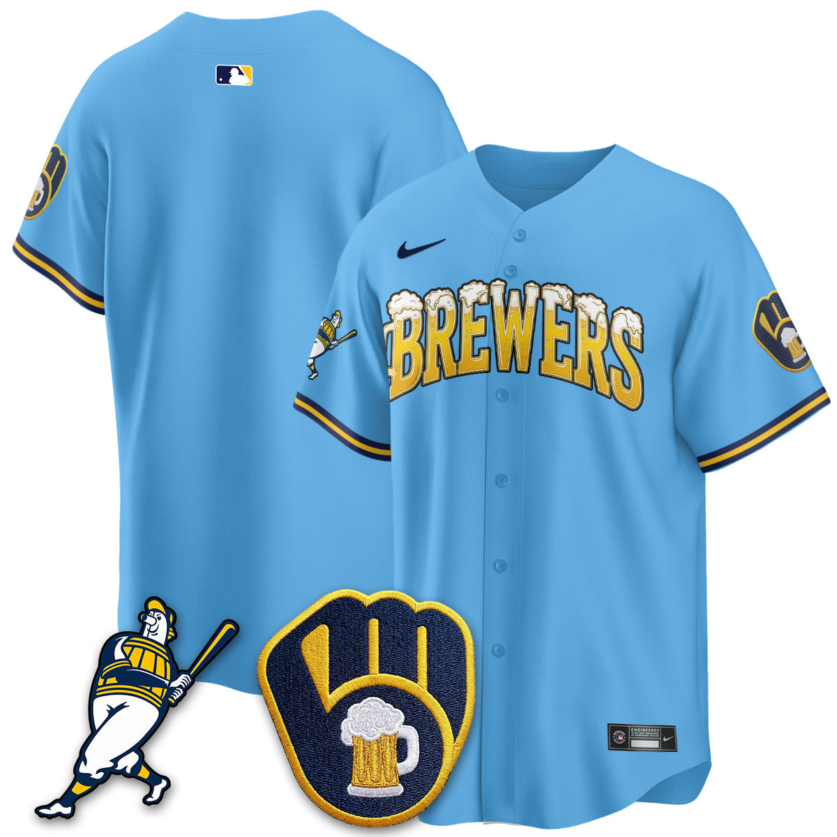 Milwaukee Brewers "Pitcher & Pint" Edition Vapor Limited Jersey - Stitched-Cuztomshoes