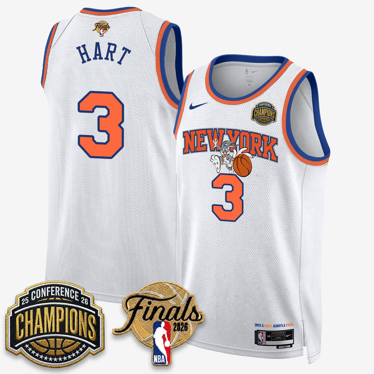 New York Knicks 2026 Basketball Eastern Conference Champions x Looney Tunes Vapor Jersey V2- Stitched-Cuztomshoes