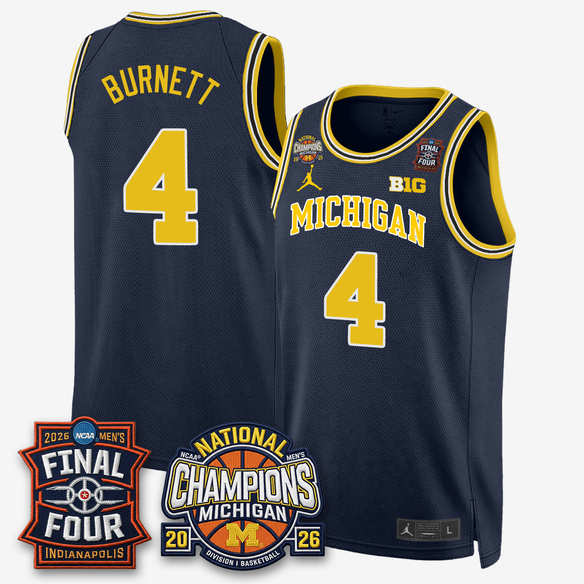Michigan Wolverines Men's Basketball National Champions Big Text Limited Vapor Jersey - Stitched-Cuztomshoes