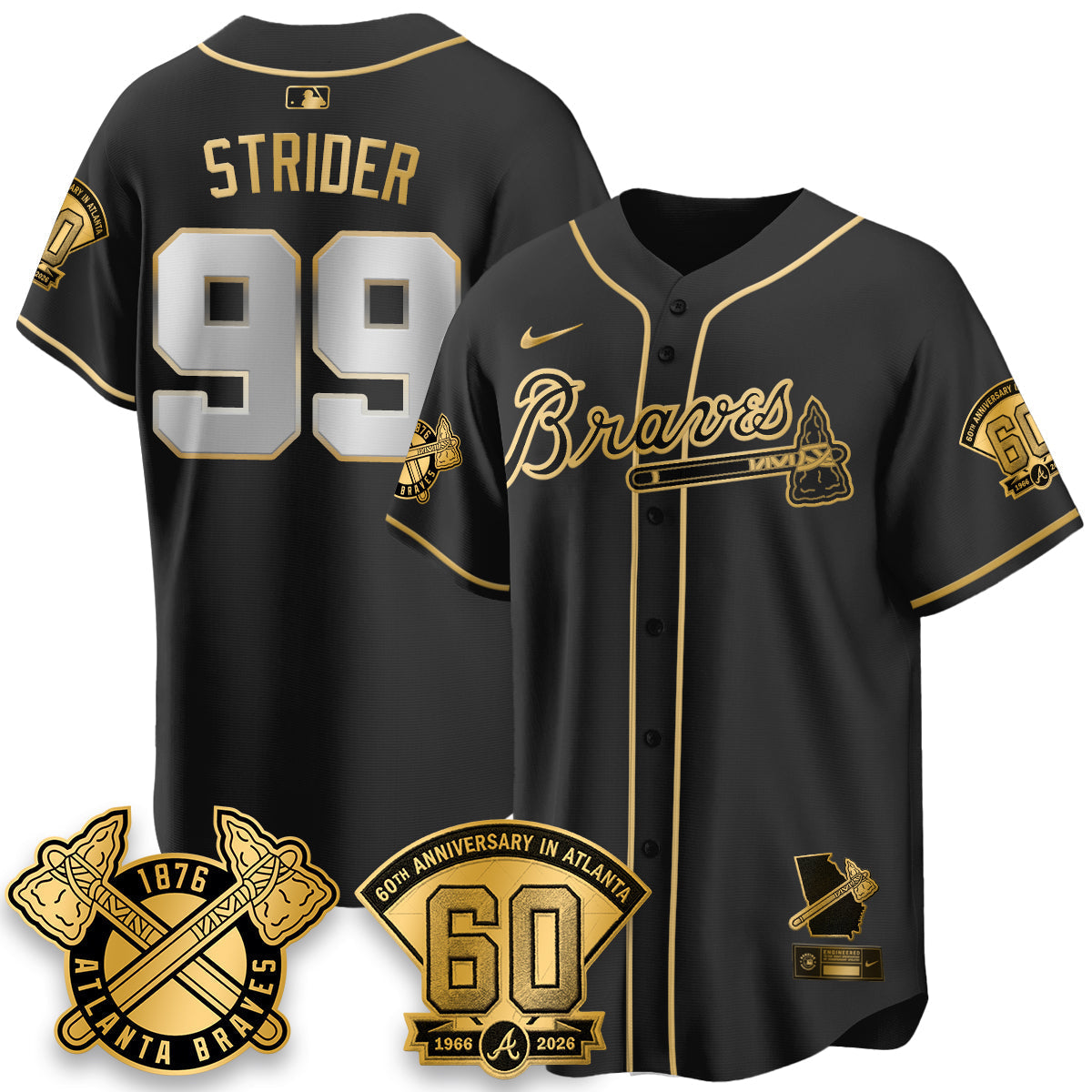 Atlanta Braves 60th Anniversary Special Edition Vapor Limited Jersey - Stitched-Cuztomshoes
