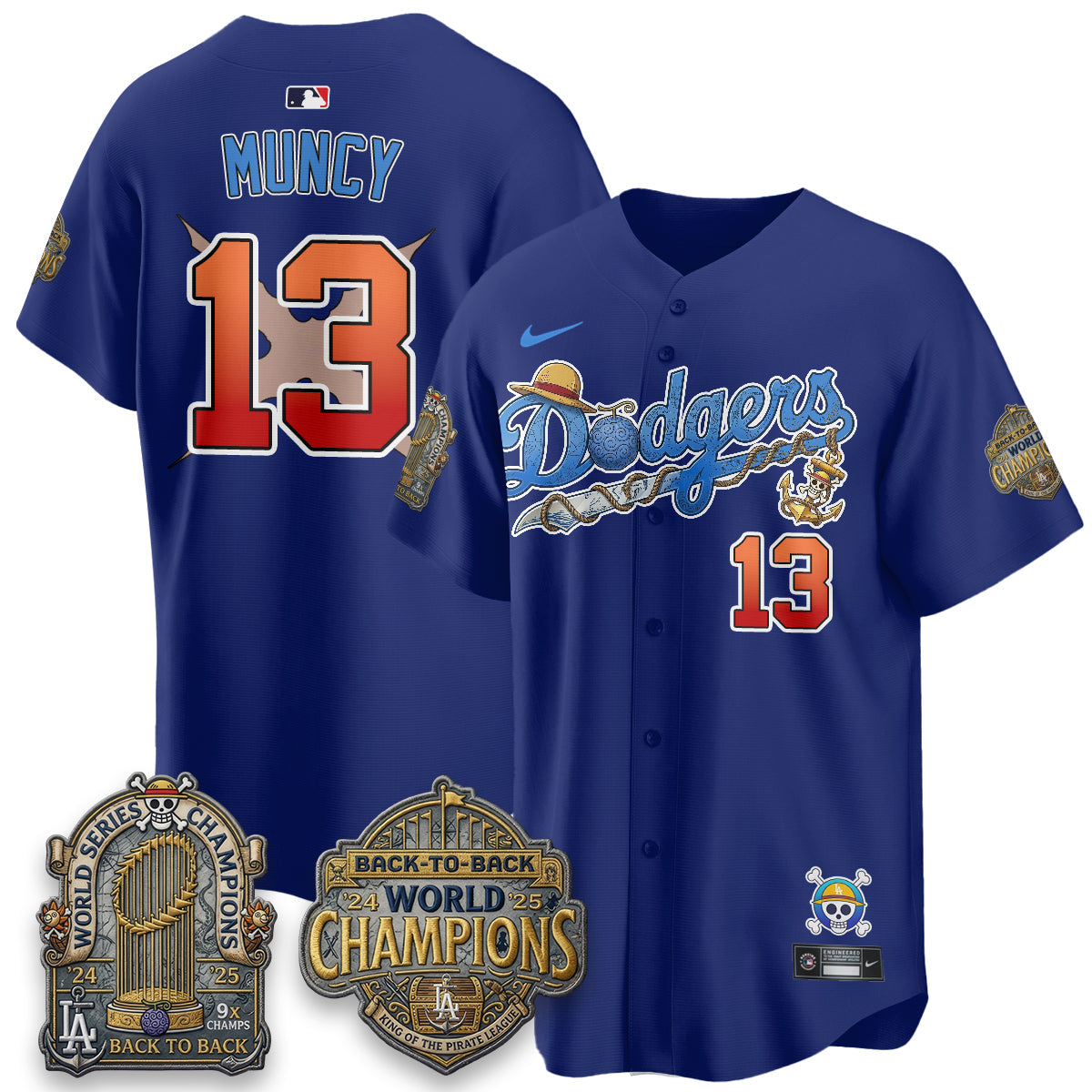 Los Angeles Dodgers x OP Japanese Cartoon Vapor Limited Jersey - Stitched-Cuztomshoes