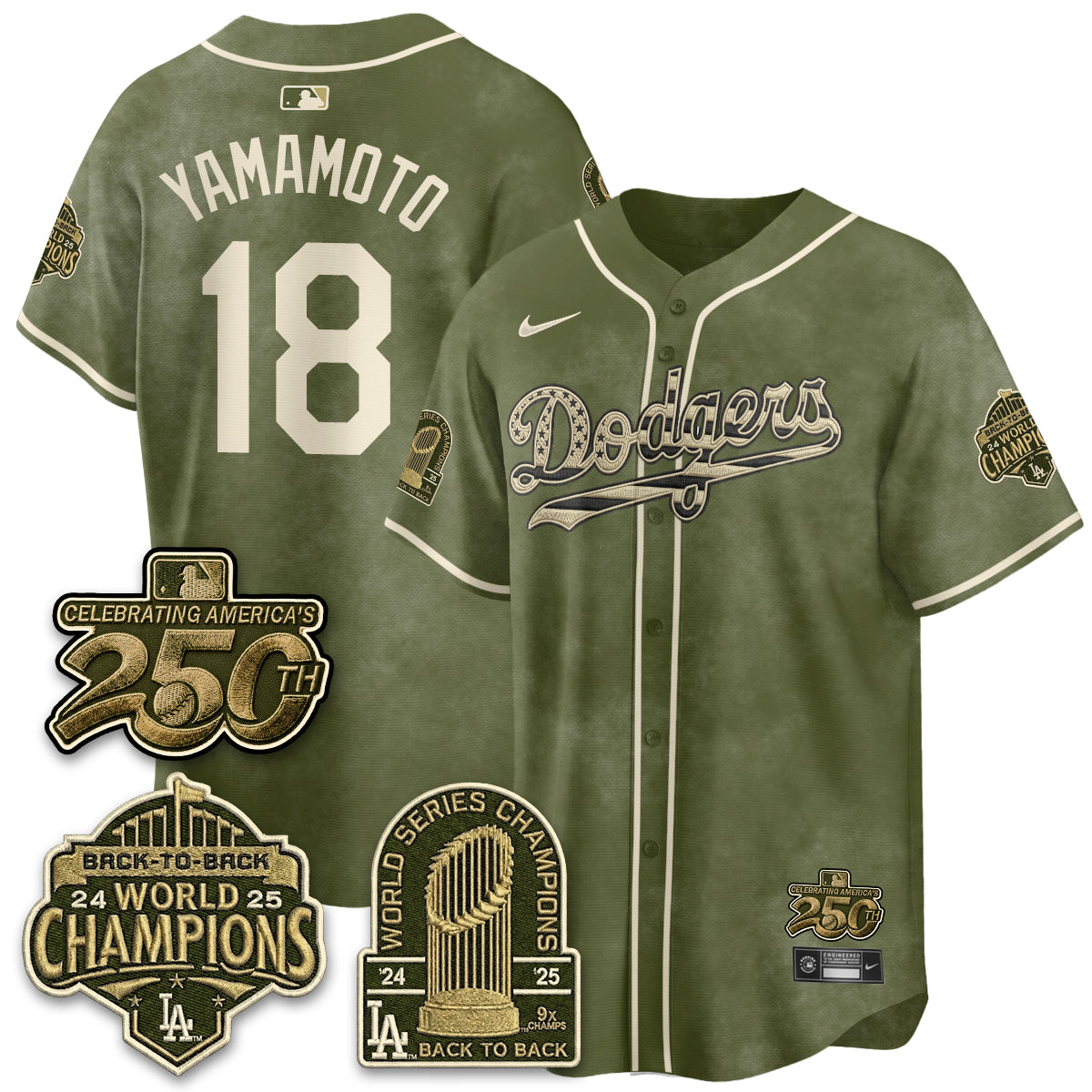 Los Angeles Dodgers New Era Olive 2026 Armed Forces Day Jersey -Stitched V2