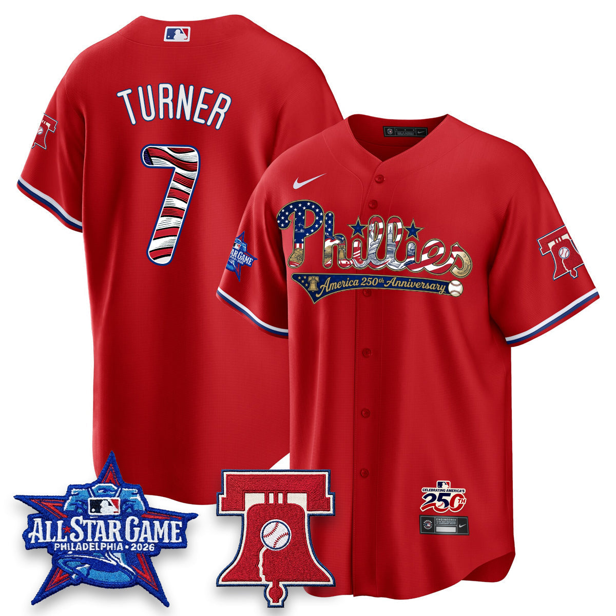 Philadelphia Phillies 2026 Independence Day USA Vapor Limited Jersey - Stitched-Cuztomshoes