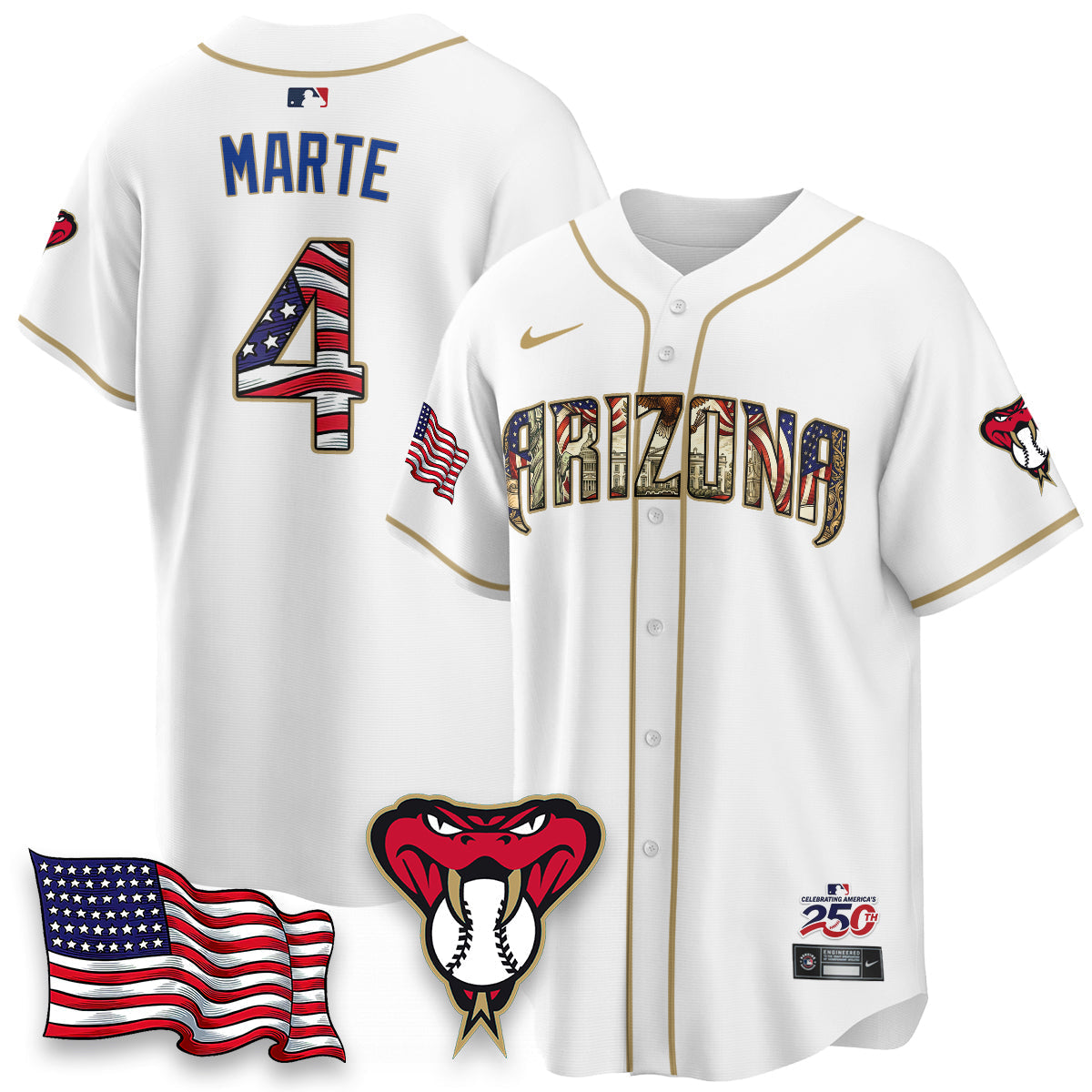 Arizona Diamonbacks 2026 Independence Day USA Vapor Limited Jersey - Stitched-Cuztomshoes