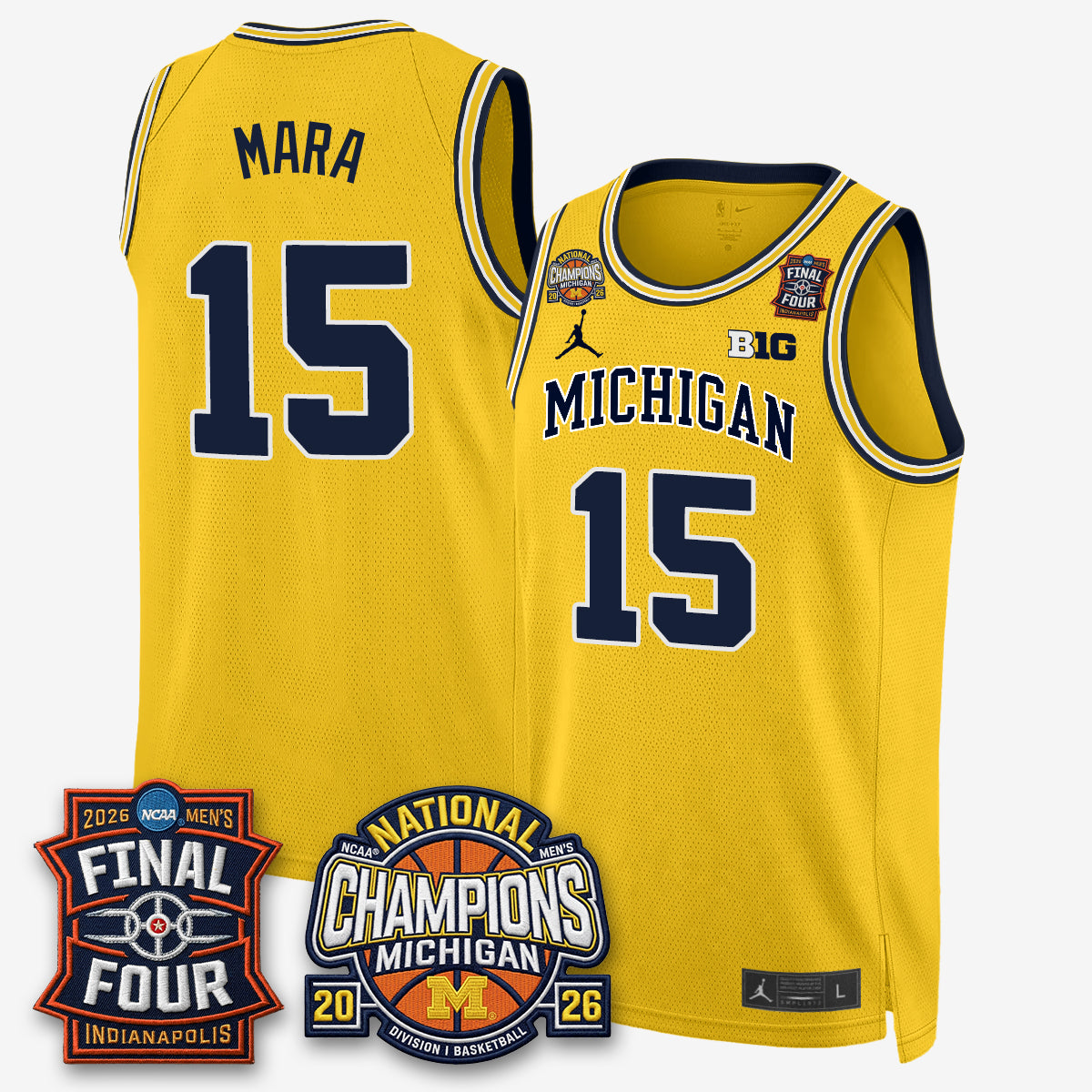 Michigan Wolverines Men's Basketball National Champions Big Text Limited Vapor Jersey - Stitched-Cuztomshoes
