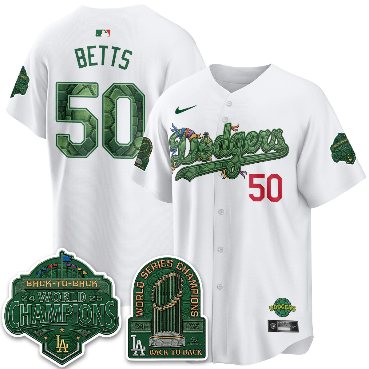 Los Angeles Dodgers x TMNT 2026 Vapor Jersey - Stitched-Cuztomshoes