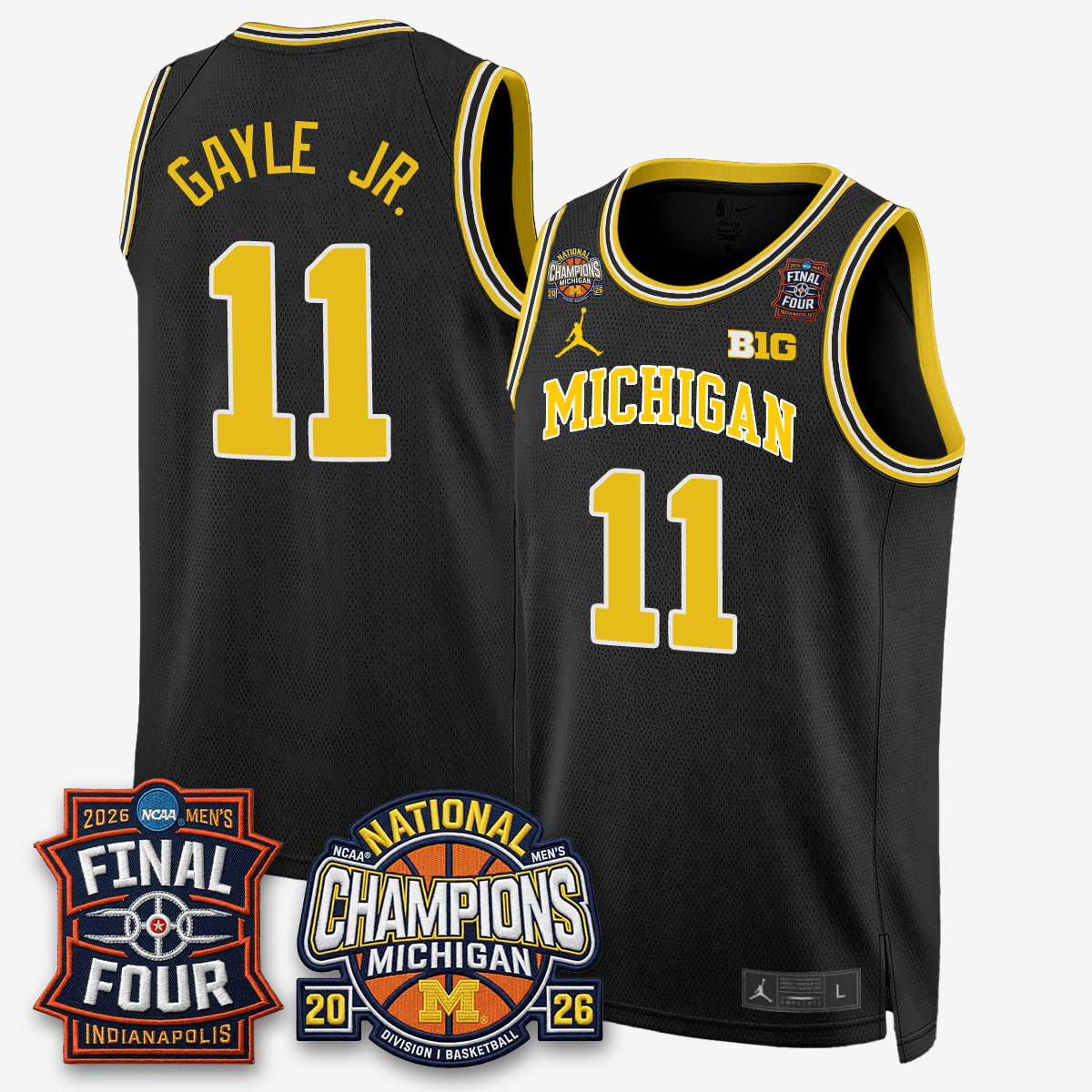 Michigan Wolverines Men's Basketball National Champions Big Text Limited Vapor Jersey - Stitched-Cuztomshoes