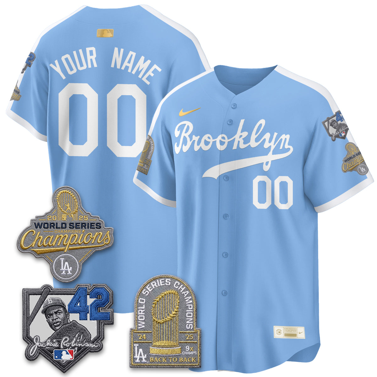 Los Angeles Dodgers 2026 Brooklyn Jackie Robinson Limited Custom Jersey - Stitched-Cuztomshoes