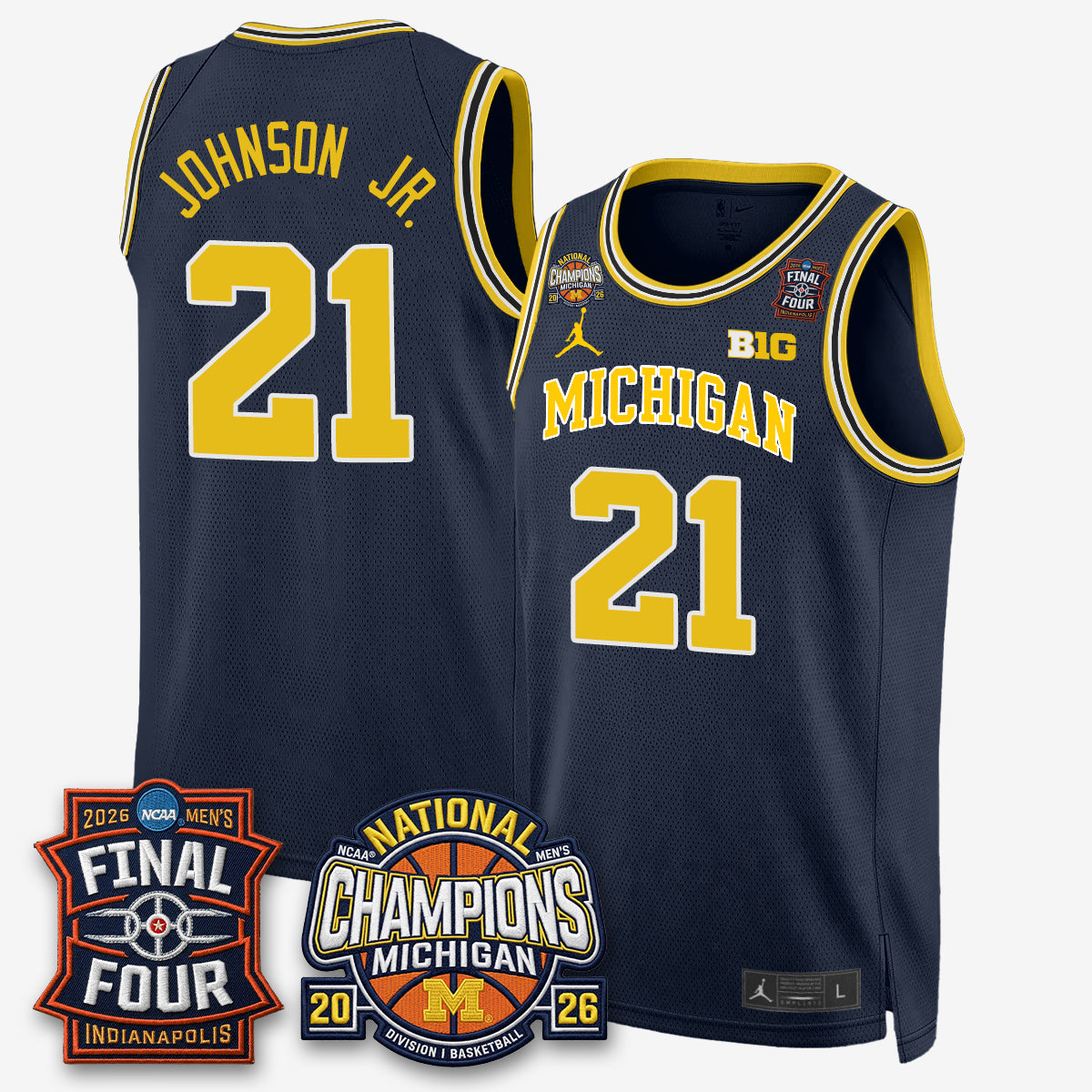 Michigan Wolverines Men's Basketball National Champions Big Text Limited Vapor Jersey - Stitched-Cuztomshoes