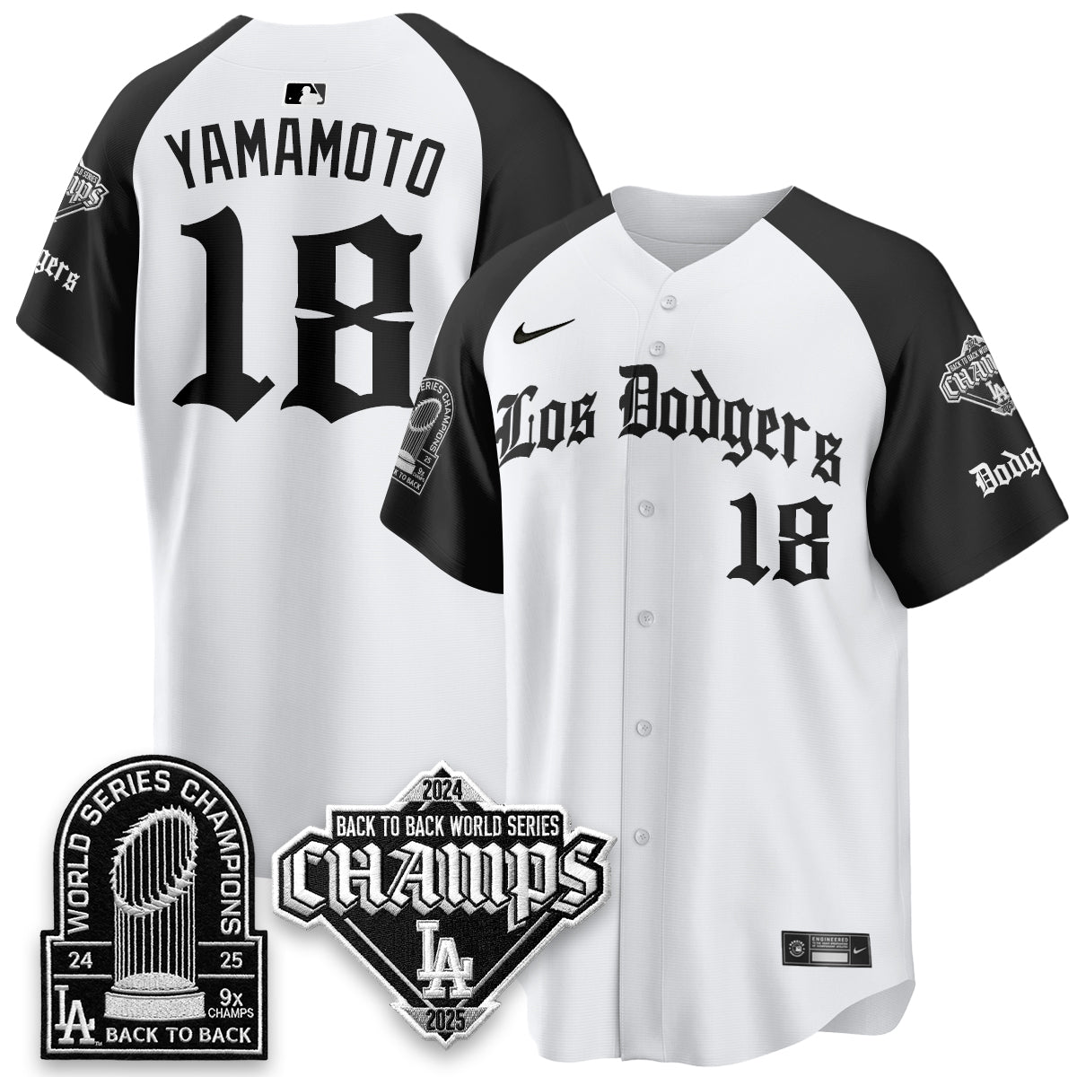 Los Angeles Dodgers World Series Champions B2B Patch Vapor Premier Limited Gothic Edition Jersey - Stitched-Cuztomshoes