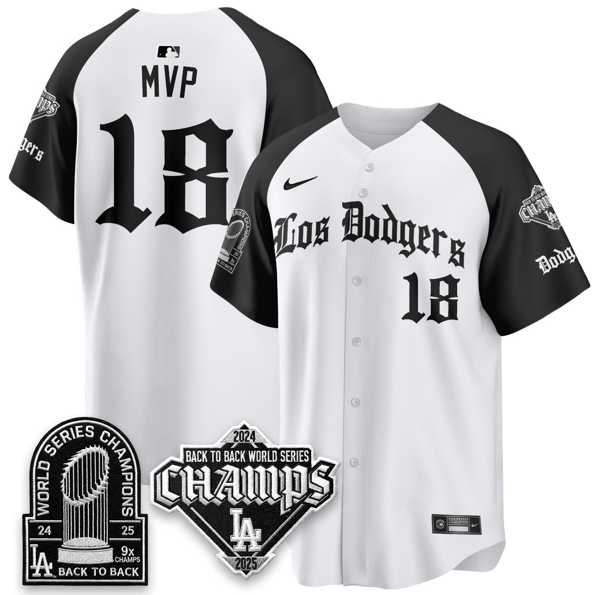 Los Angeles Dodgers World Series Champions B2B Patch Vapor Premier Limited Gothic Edition Jersey - Stitched-Cuztomshoes