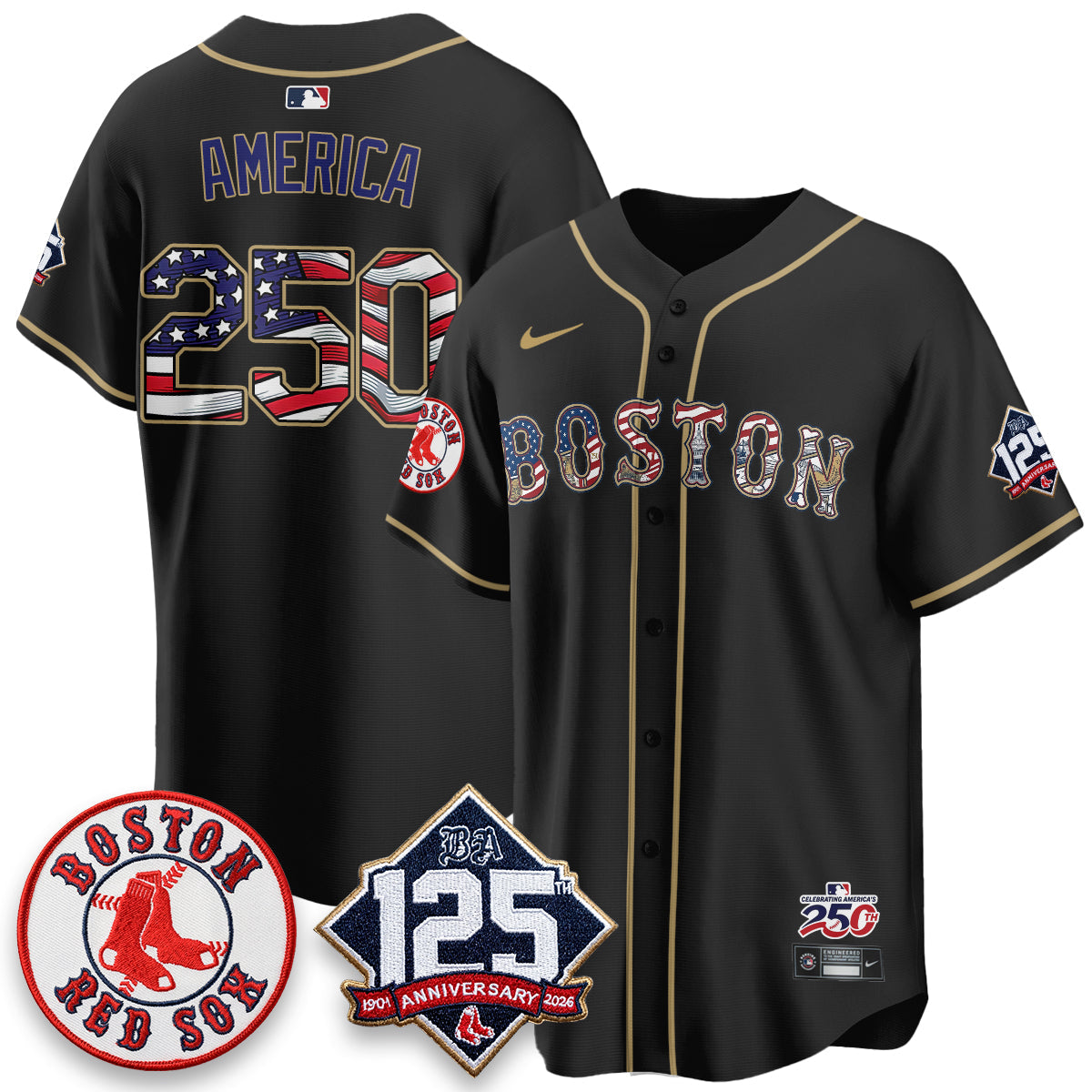 Boston Red Sox 2026 Independence Day USA Vapor Limited Jersey - Stitched-Cuztomshoes