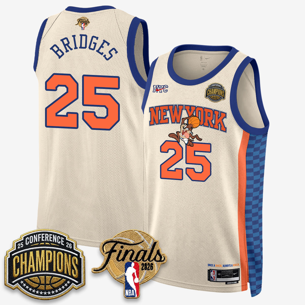 New York Knicks 2026 Basketball Eastern Conference Champions x Looney Tunes Vapor Jersey V2- Stitched-Cuztomshoes