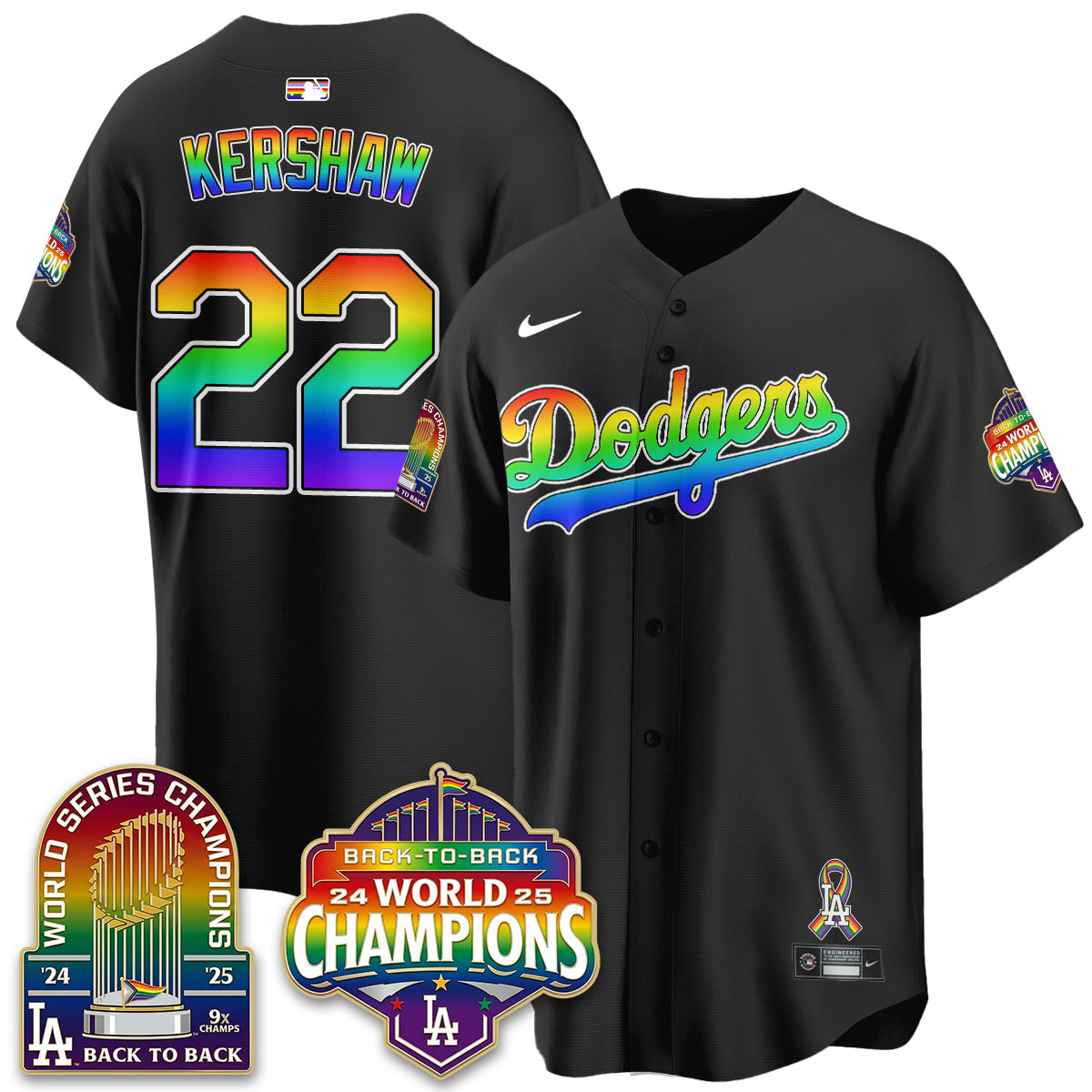 Los Angeles Dodgers Happy Pride Month Vapor Jersey - Stitched-Cuztomshoes