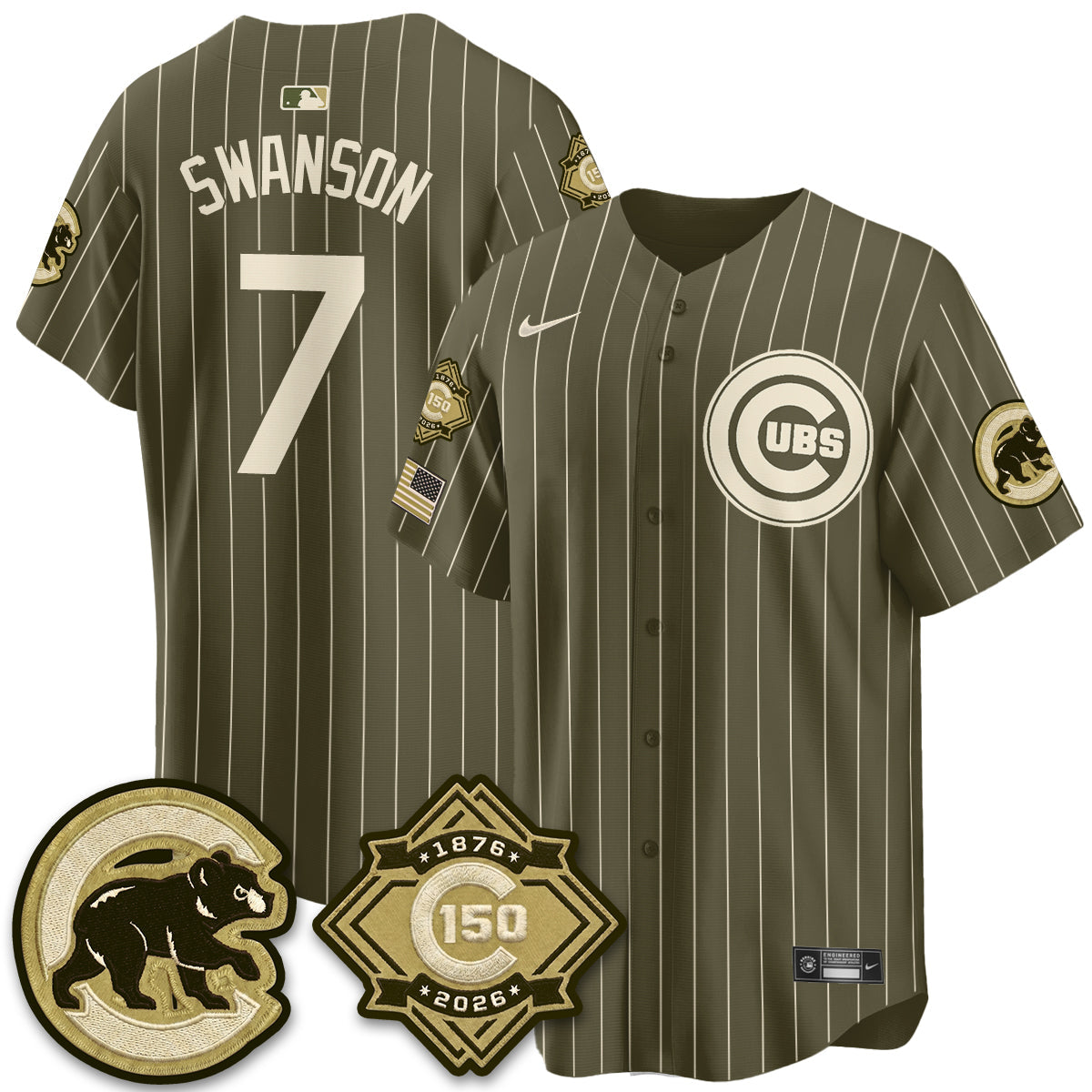 Chicago Cubs New Era Olive 2026 Armed Forces Day Jersey -Stitched
