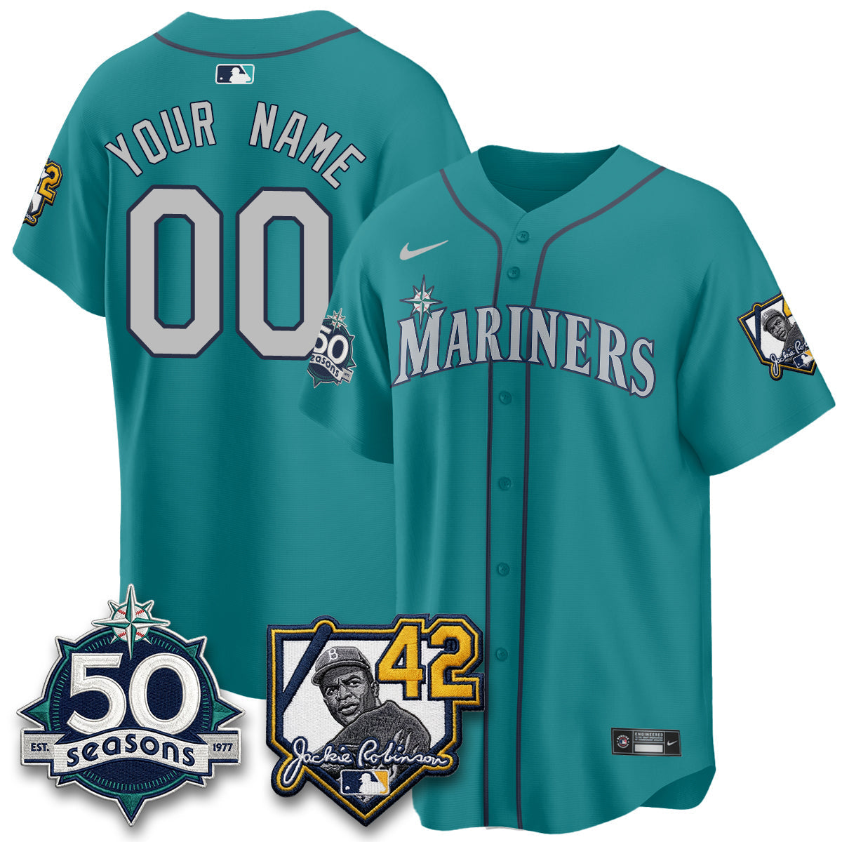 Seattle Mariners 2026 Jackie Robinson New Era Vapor Custom Limited Jersey - Stitched