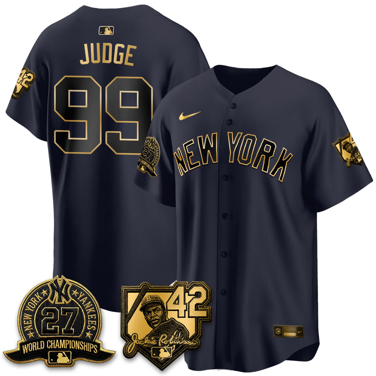 New York Yankees 2026 Jackie Robinson Day Vapor Limited Gold Edition Jersey - Stitched
