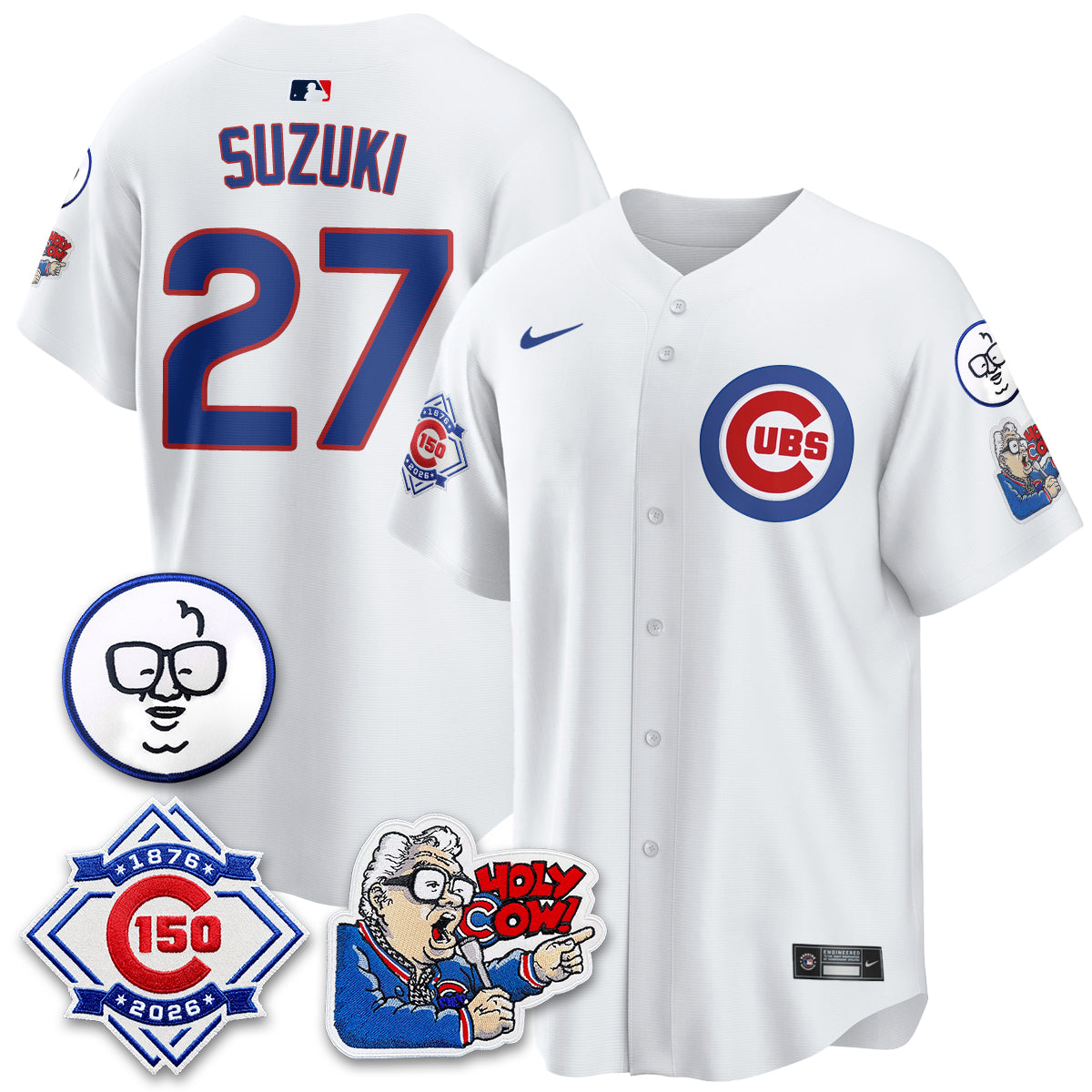 Chicago Cubs 150th Anniversary Harry Caray Holy Cow Vapor Premier Limited Jersey - Stitched V2-Cuztomshoes