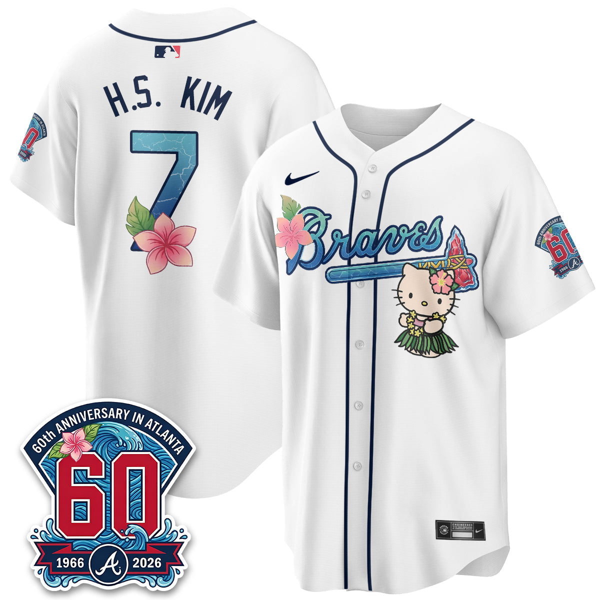 Atlanta Braves x Meow Aloha Spirit Vapor Jersey - Stitched-Cuztomshoes