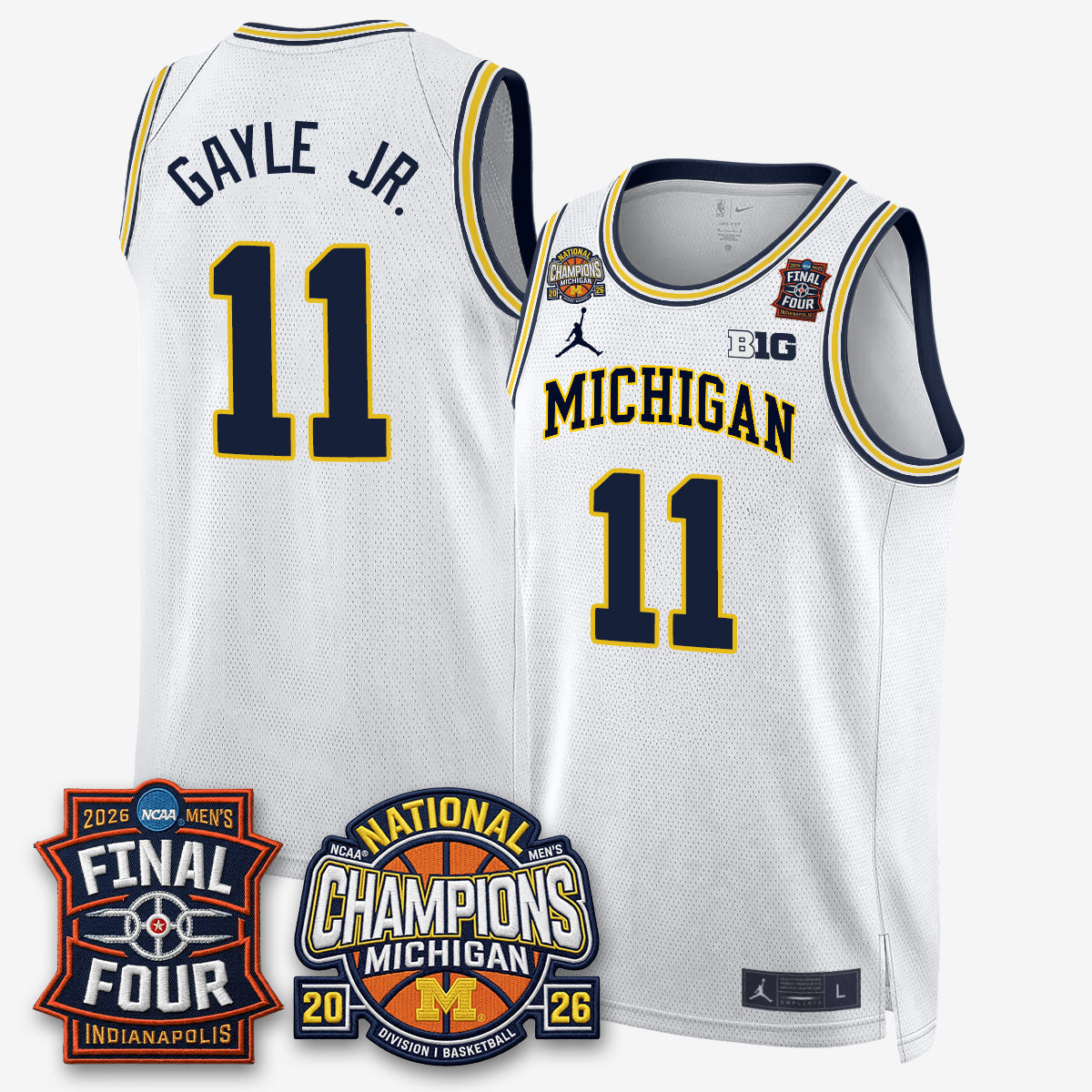 Michigan Wolverines Men's Basketball National Champions Big Text Limited Vapor Jersey - Stitched-Cuztomshoes