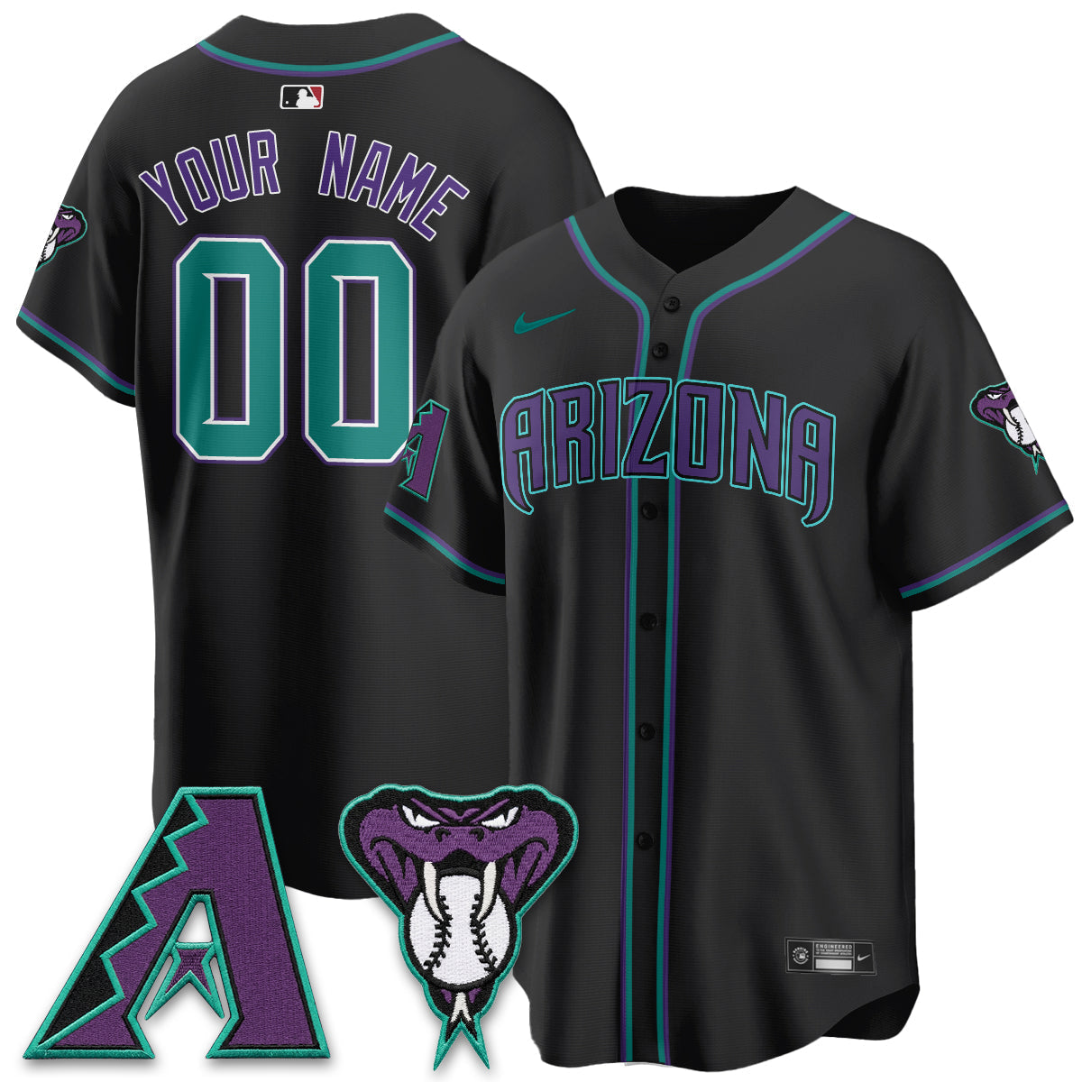 Arizona Diamonbacks Black Out Style Vapor Premier Limited Custom Jersey - Stitched
