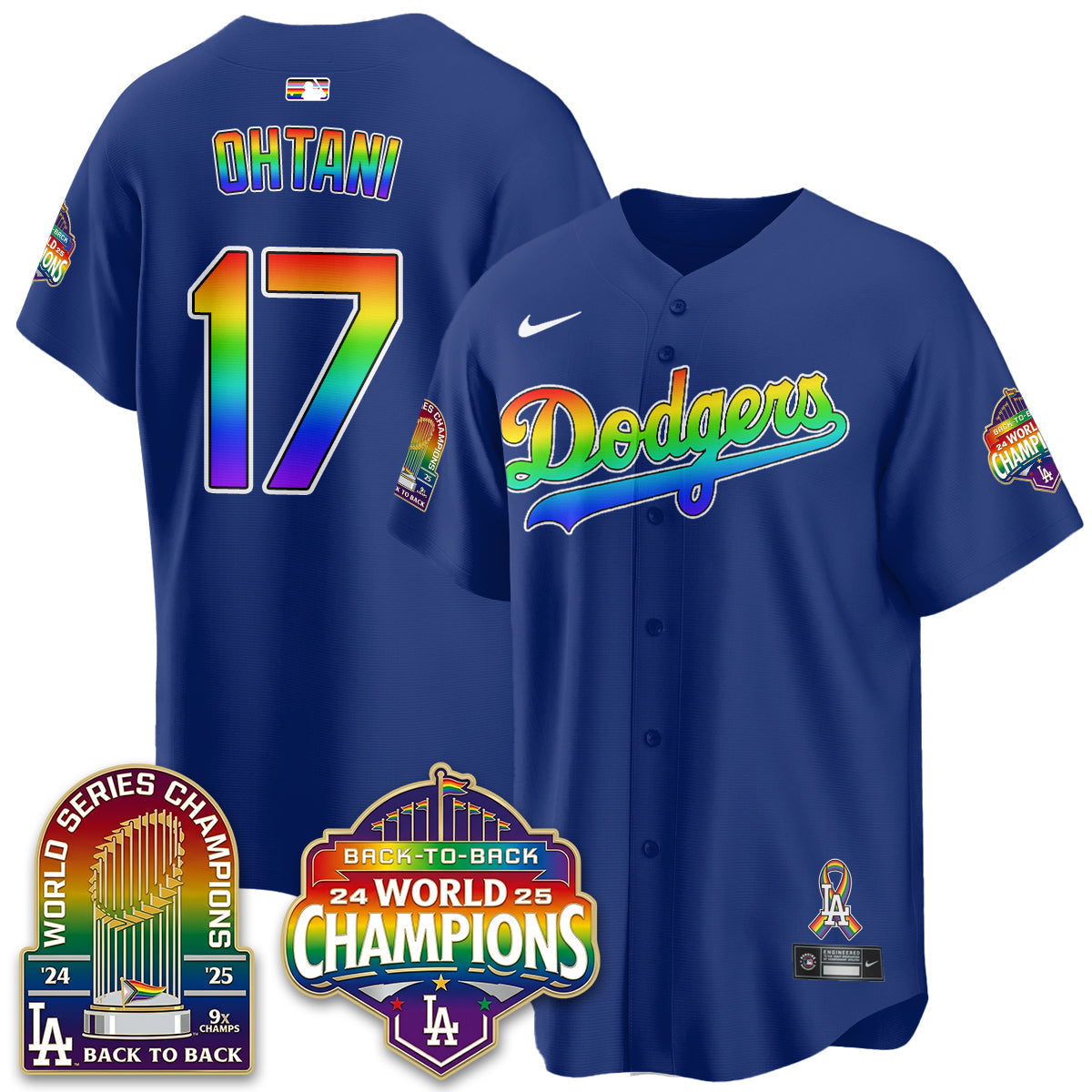 Los Angeles Dodgers Happy Pride Month Vapor Jersey - Stitched-Cuztomshoes