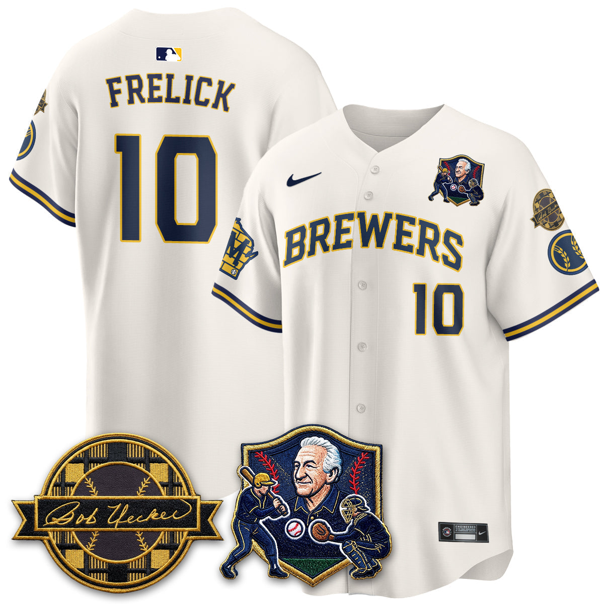 Milwaukee Brewers Bob Uecker - 54 Seasons for Brewers' Vapor Limited Gold Jersey - Stitched