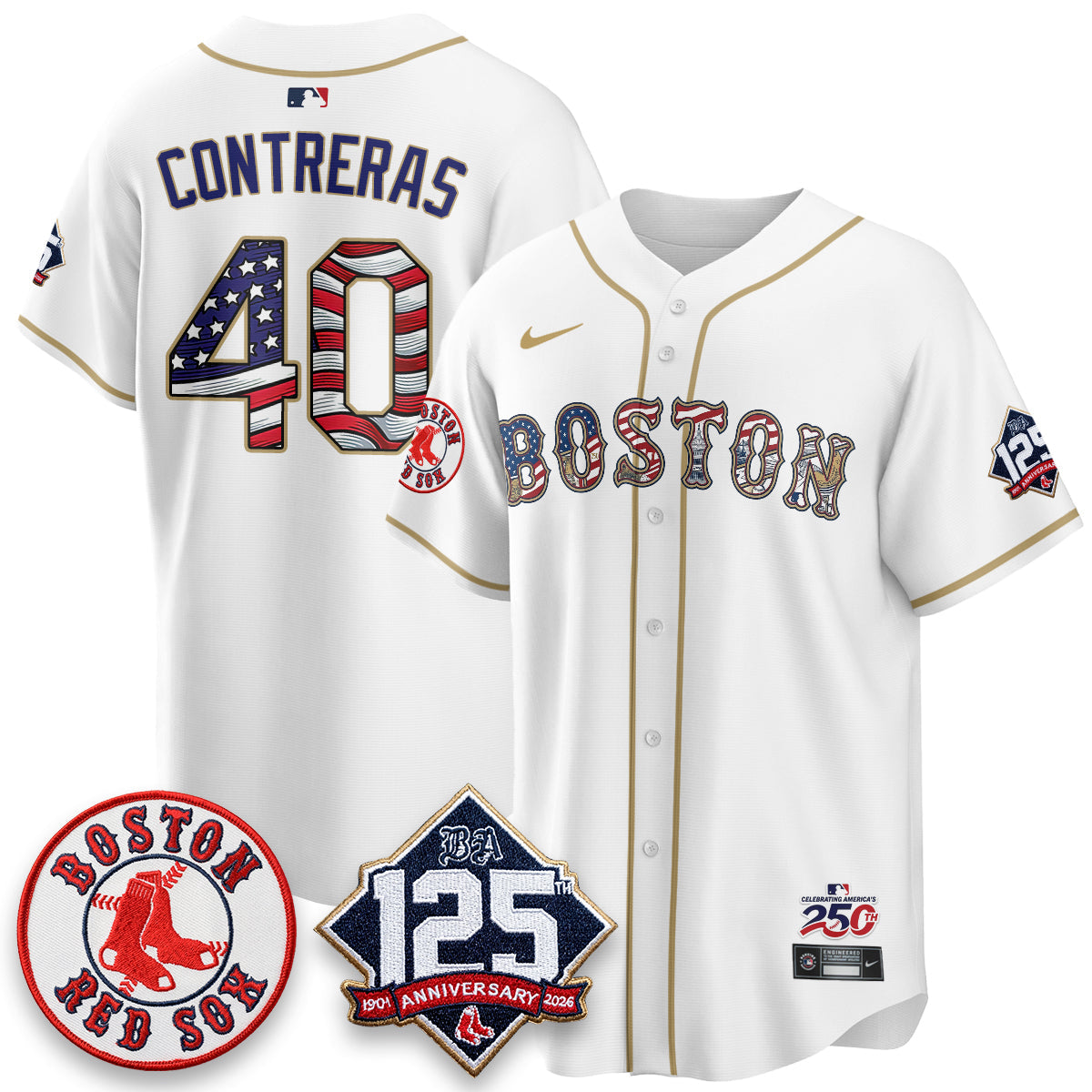 Boston Red Sox 2026 Independence Day USA Vapor Limited Jersey - Stitched-Cuztomshoes