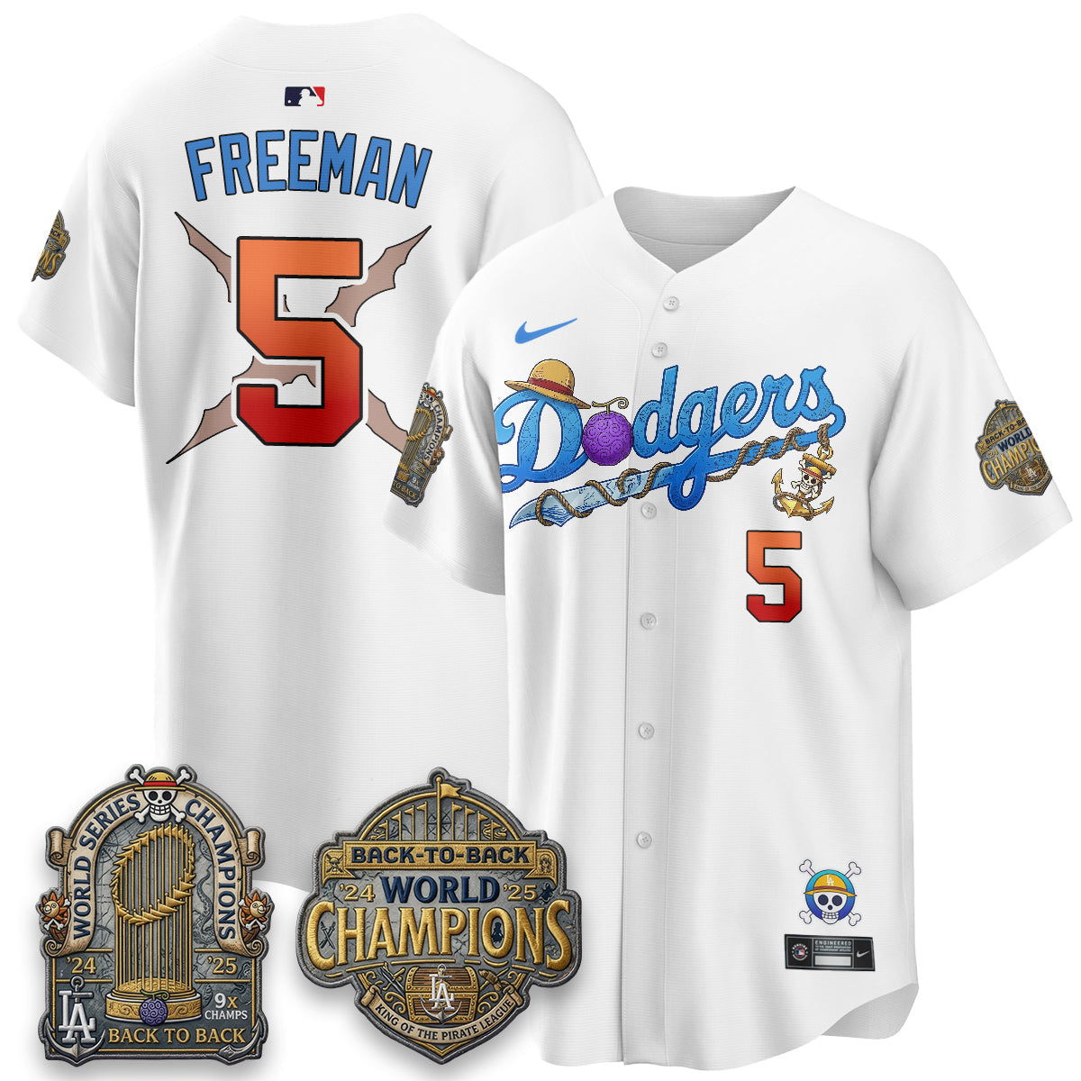 Los Angeles Dodgers x OP Japanese Cartoon Vapor Limited Jersey V2- Stitched-Cuztomshoes