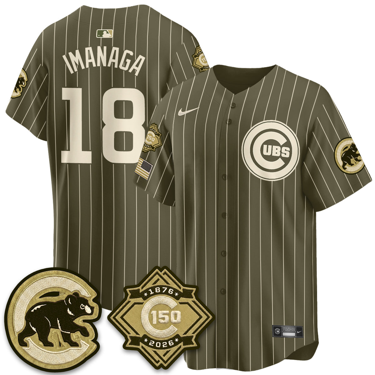 Chicago Cubs New Era Olive 2026 Armed Forces Day Jersey -Stitched