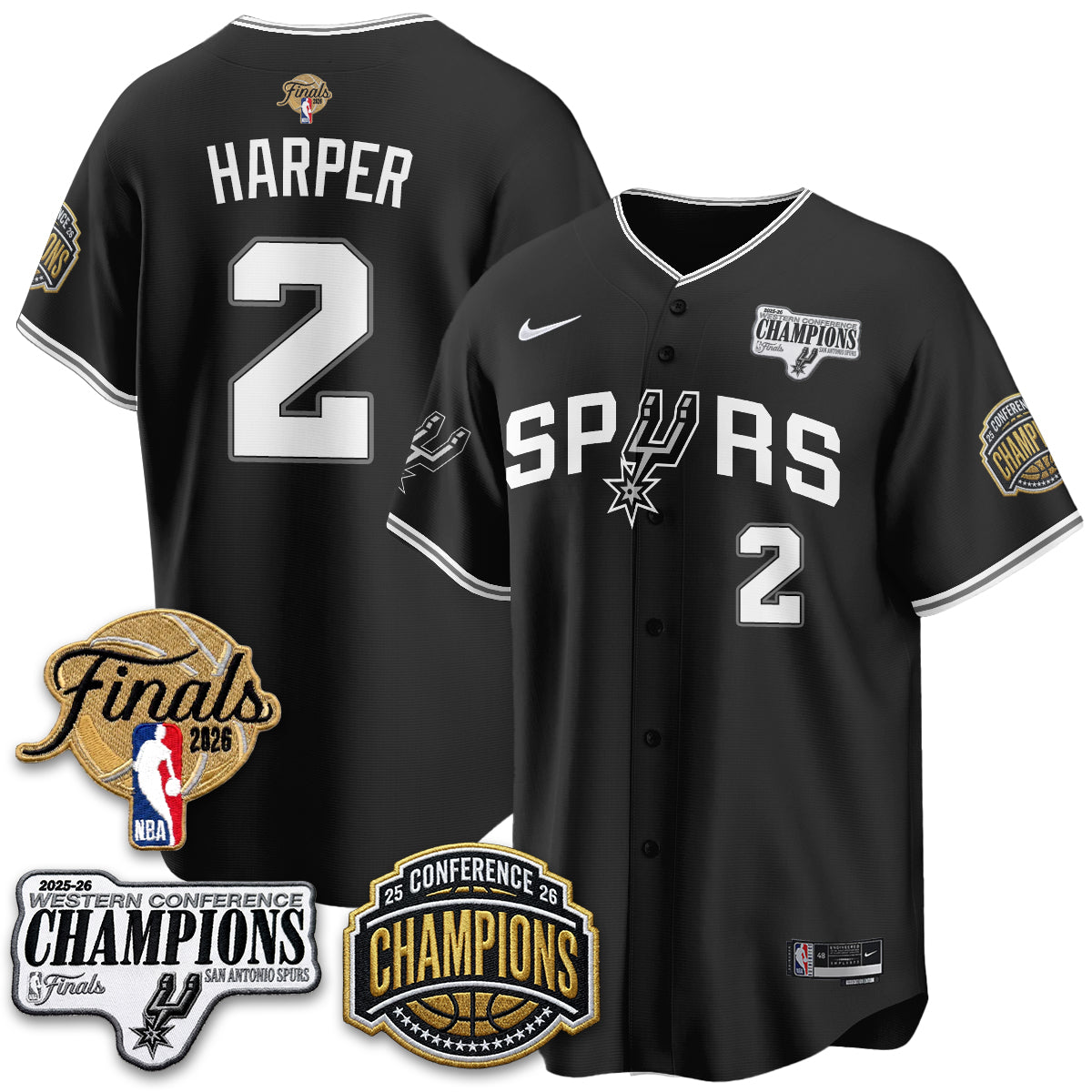 San Antonio Spurs 2026 Basketball Finals Vapor Jersey - Stitched