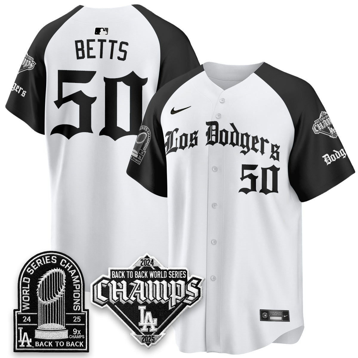 Los Angeles Dodgers World Series Champions B2B Patch Vapor Premier Limited Gothic Edition Jersey - Stitched-Cuztomshoes