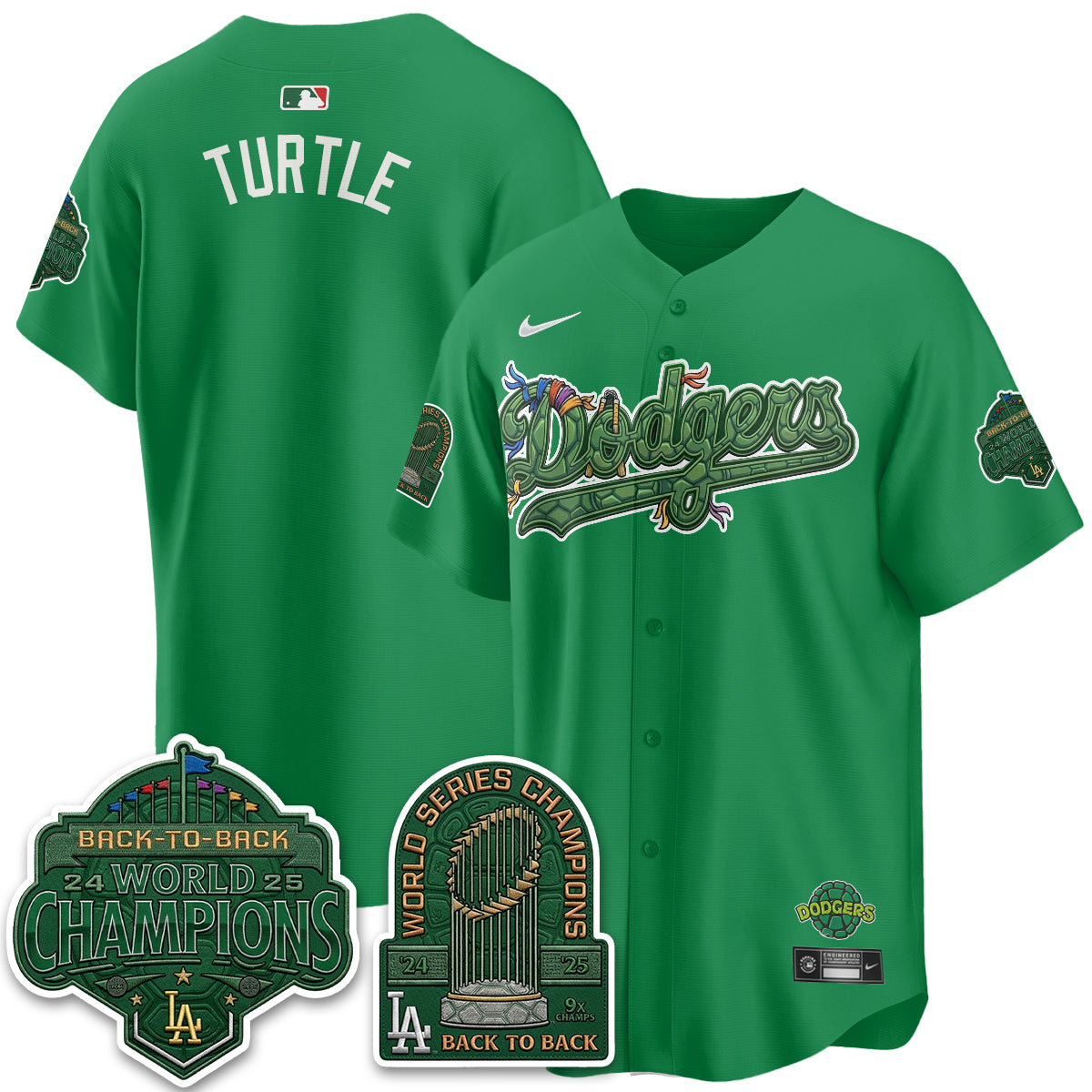 Los Angeles Dodgers x TMNT 2026 Vapor Jersey - Stitched-Cuztomshoes