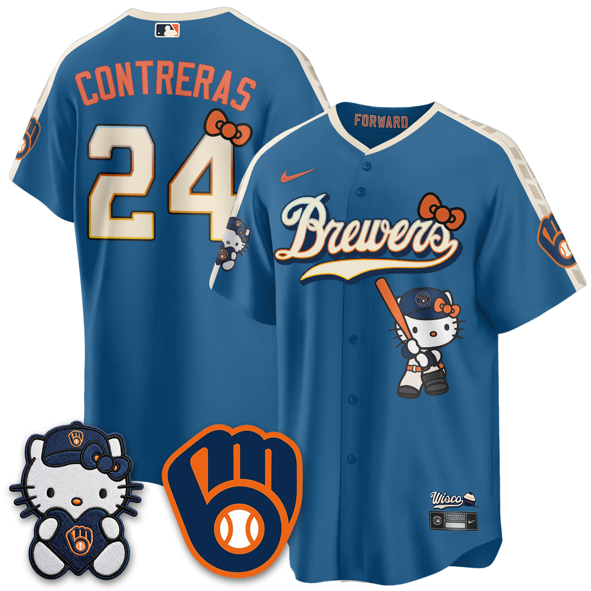 Milwaukee Brewers Meow KT Night Vapor Limited Jersey - Stitched-Cuztomshoes