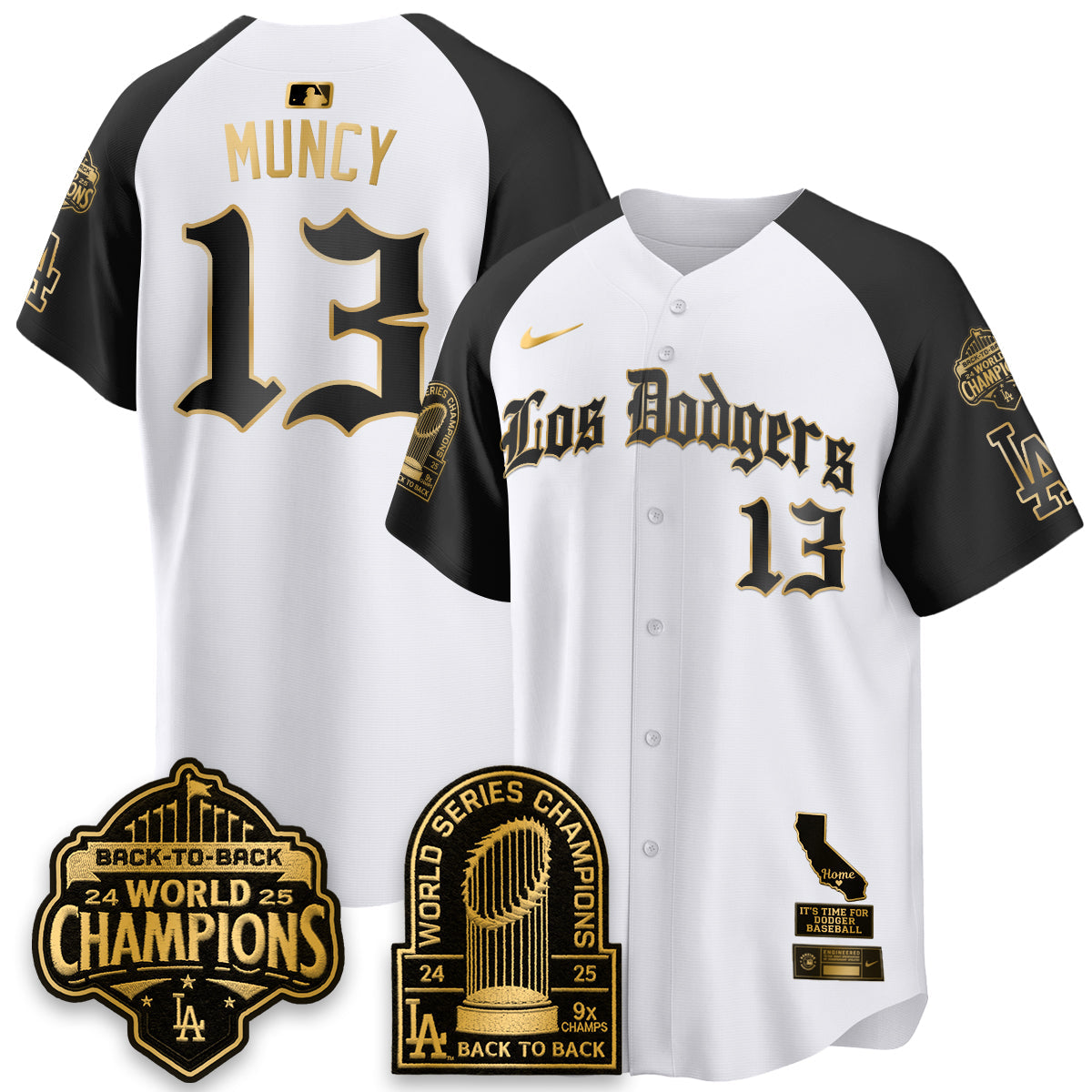 Los Angeles Dodgers World Series Champions Vapor Premier Limited Gothic Edition Jersey - Stitched-Cuztomshoes