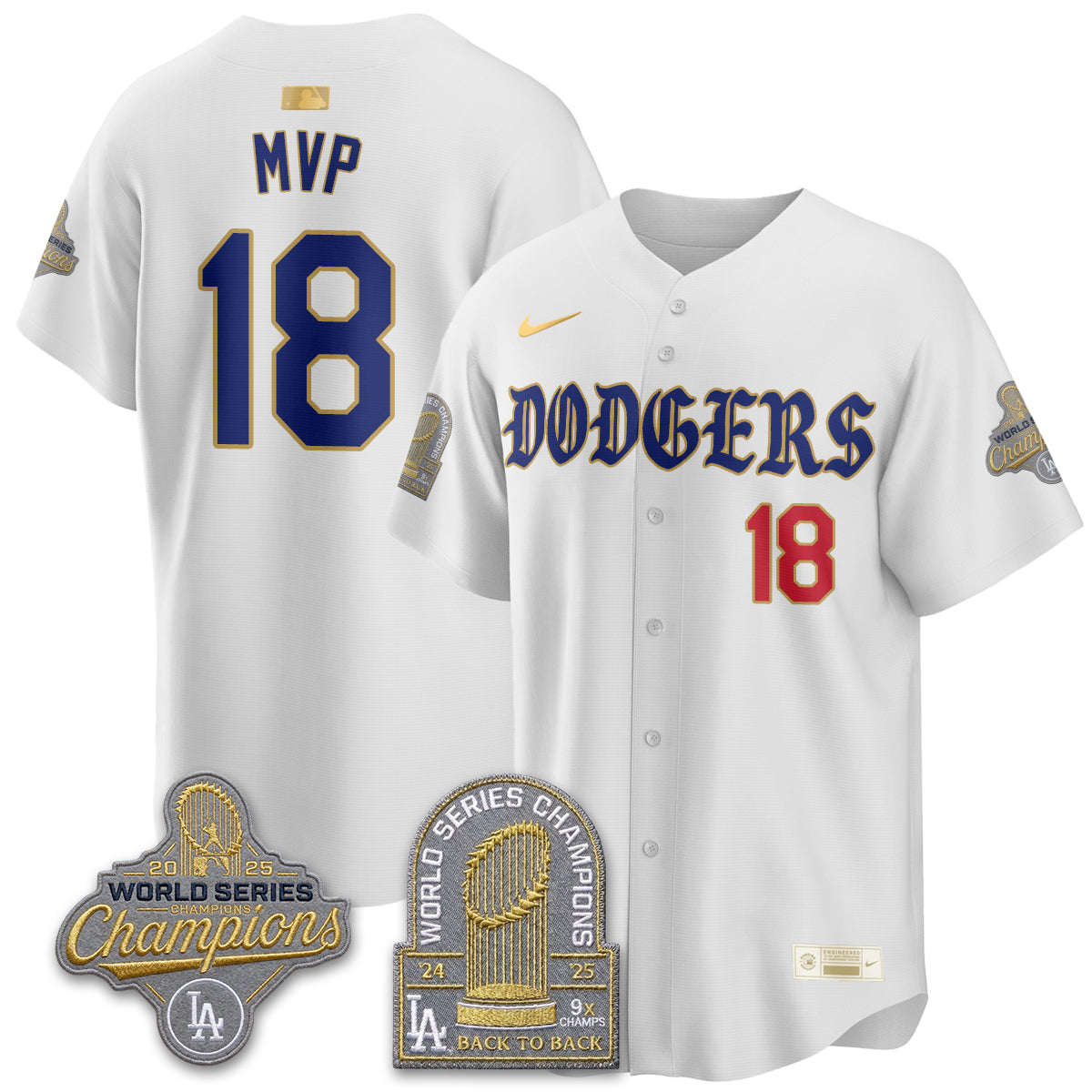 Los Angeles Dodgers Vapor Limited Jersey - Back to Back 9x Champs - Stitched-Cuztomshoes