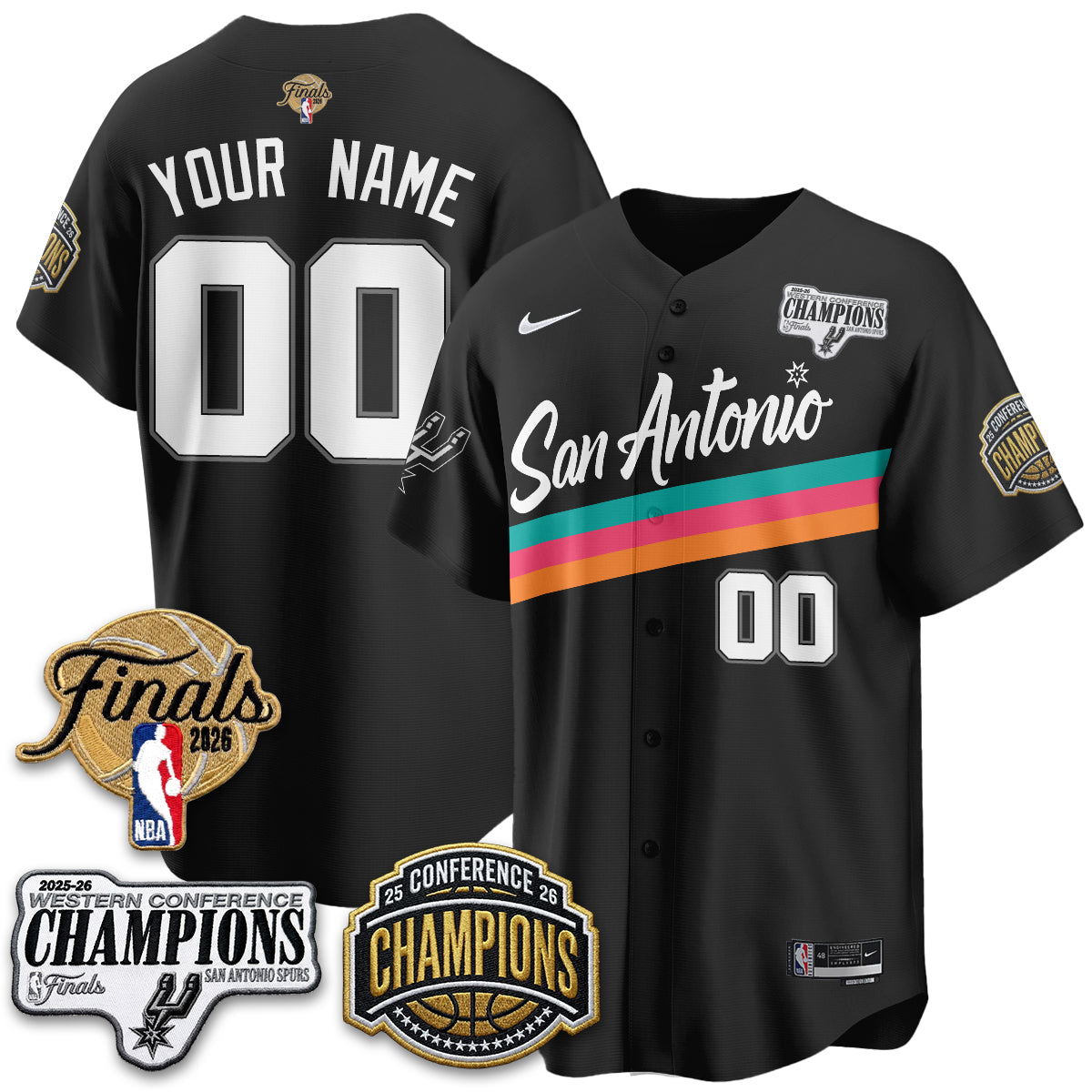 San Antonio Spurs 2026 Basketball Finals Vapor Custom Jersey - Stitched