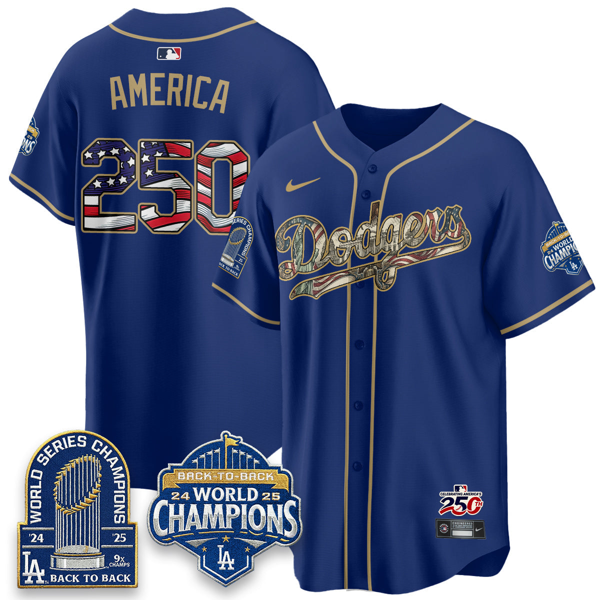 Los Angeles Dodgers 2026 Independence Day USA Vapor Limited Jersey - Stitched-Cuztomshoes