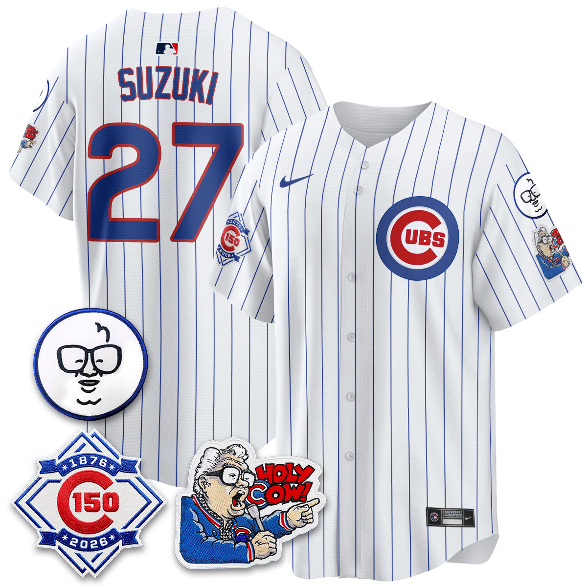 Chicago Cubs 150th Anniversary Harry Caray Holy Cow Vapor Premier Limited Jersey - Stitched V2-Cuztomshoes