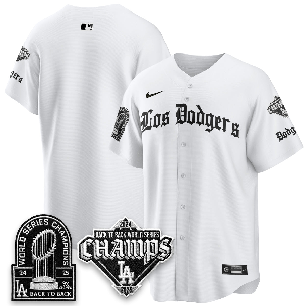 Los Angeles Dodgers World Series Champions B2B Patch Vapor Premier Limited Gothic Edition Jersey - Stitched-Cuztomshoes