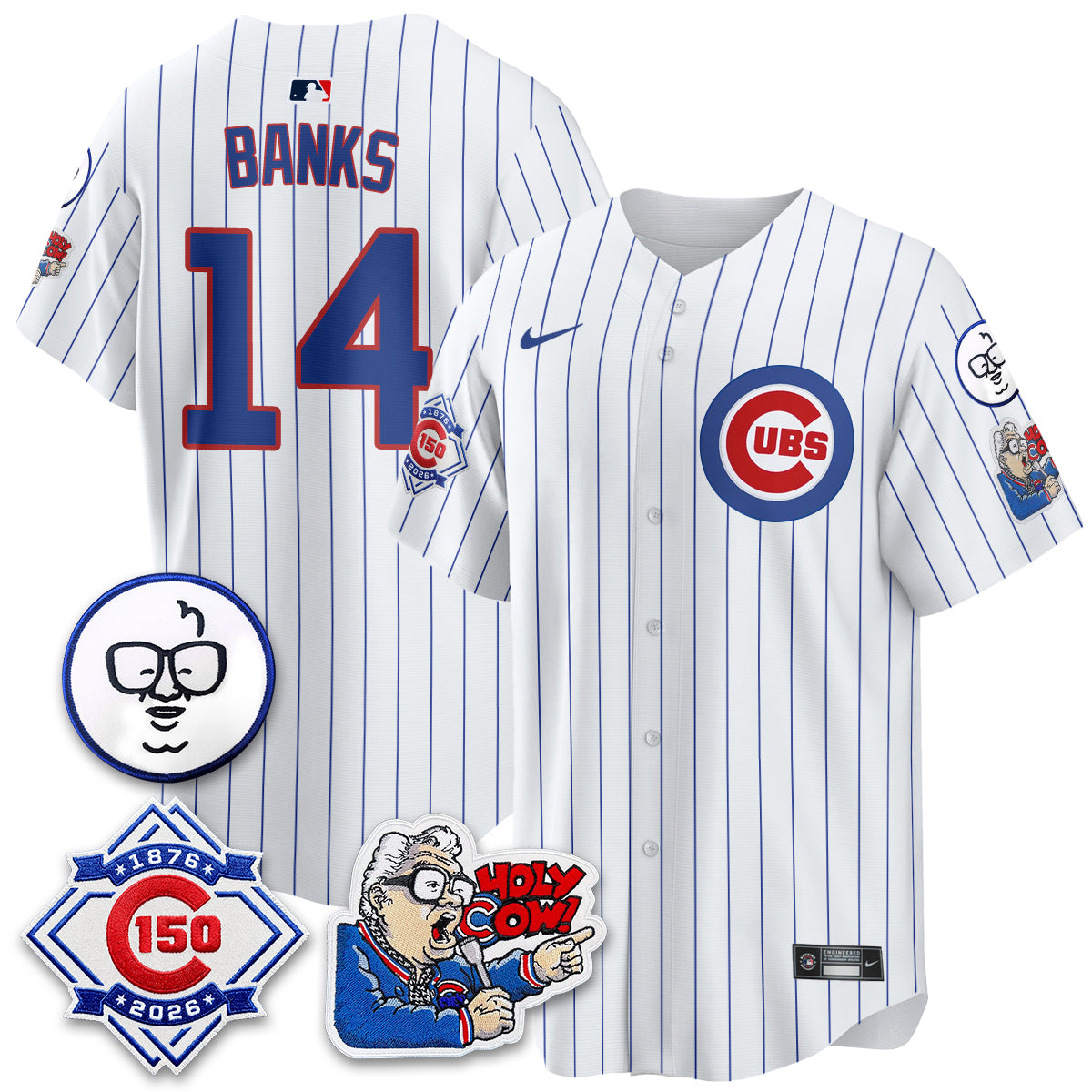 Chicago Cubs 150th Anniversary Harry Caray Holy Cow Vapor Premier Limited Jersey - Stitched V2-Cuztomshoes