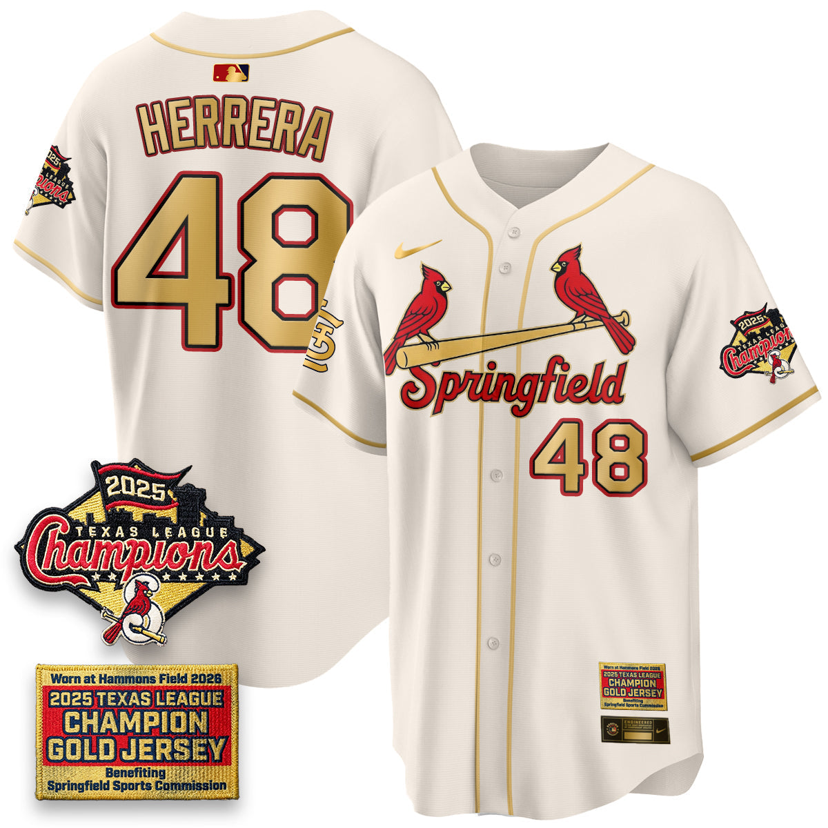 St. Louis Cardinals Springfield's Championship Gold Limited Jerseys - Stitched