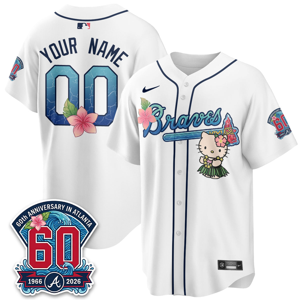 Atlanta Braves x Meow Aloha Spirit Vapor Custom Jersey - Stitched-Cuztomshoes