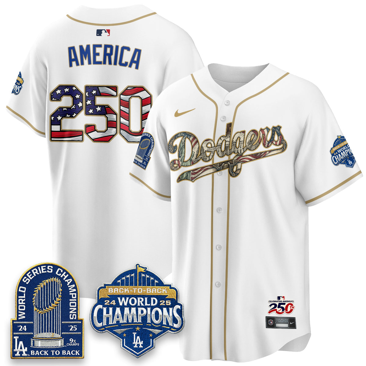 Los Angeles Dodgers 2026 Independence Day USA Vapor Limited Jersey - Stitched-Cuztomshoes