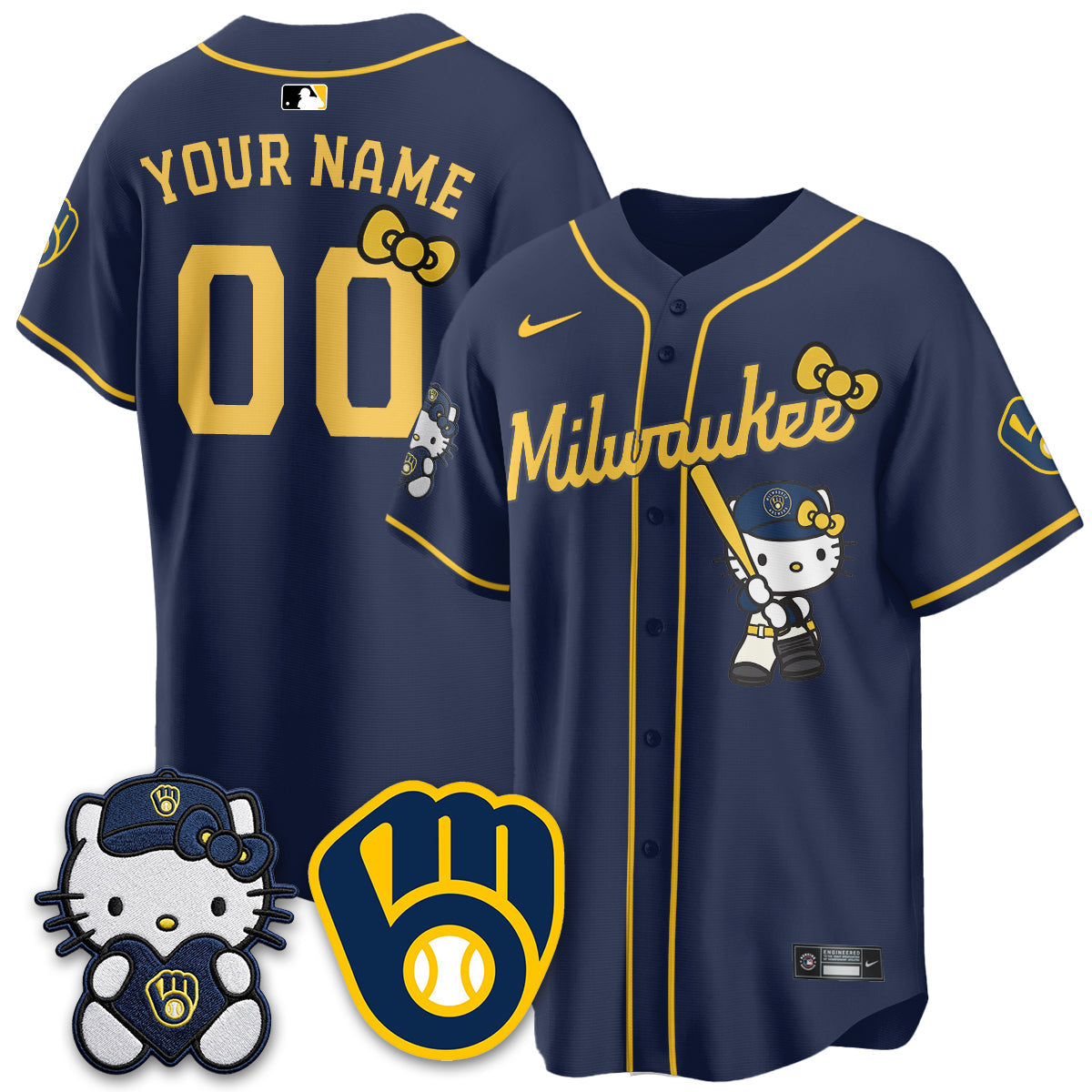 Milwaukee Brewers Meow KT Night Vapor Limited Custom Jersey - Stitched-Cuztomshoes