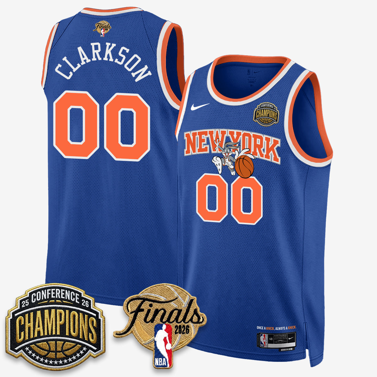 New York Knicks 2026 Basketball Eastern Conference Champions x Looney Tunes Vapor Jersey V2- Stitched-Cuztomshoes