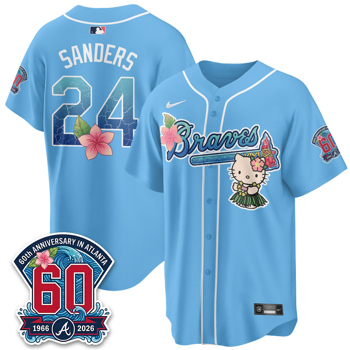 Atlanta Braves x Meow Aloha Spirit Vapor Jersey - Stitched-Cuztomshoes
