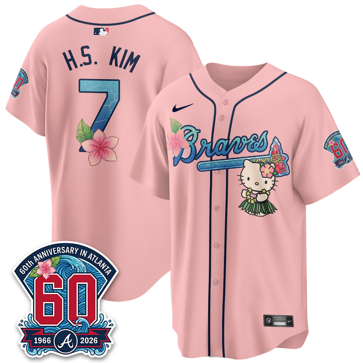 Atlanta Braves x Meow Aloha Spirit Vapor Jersey - Stitched-Cuztomshoes