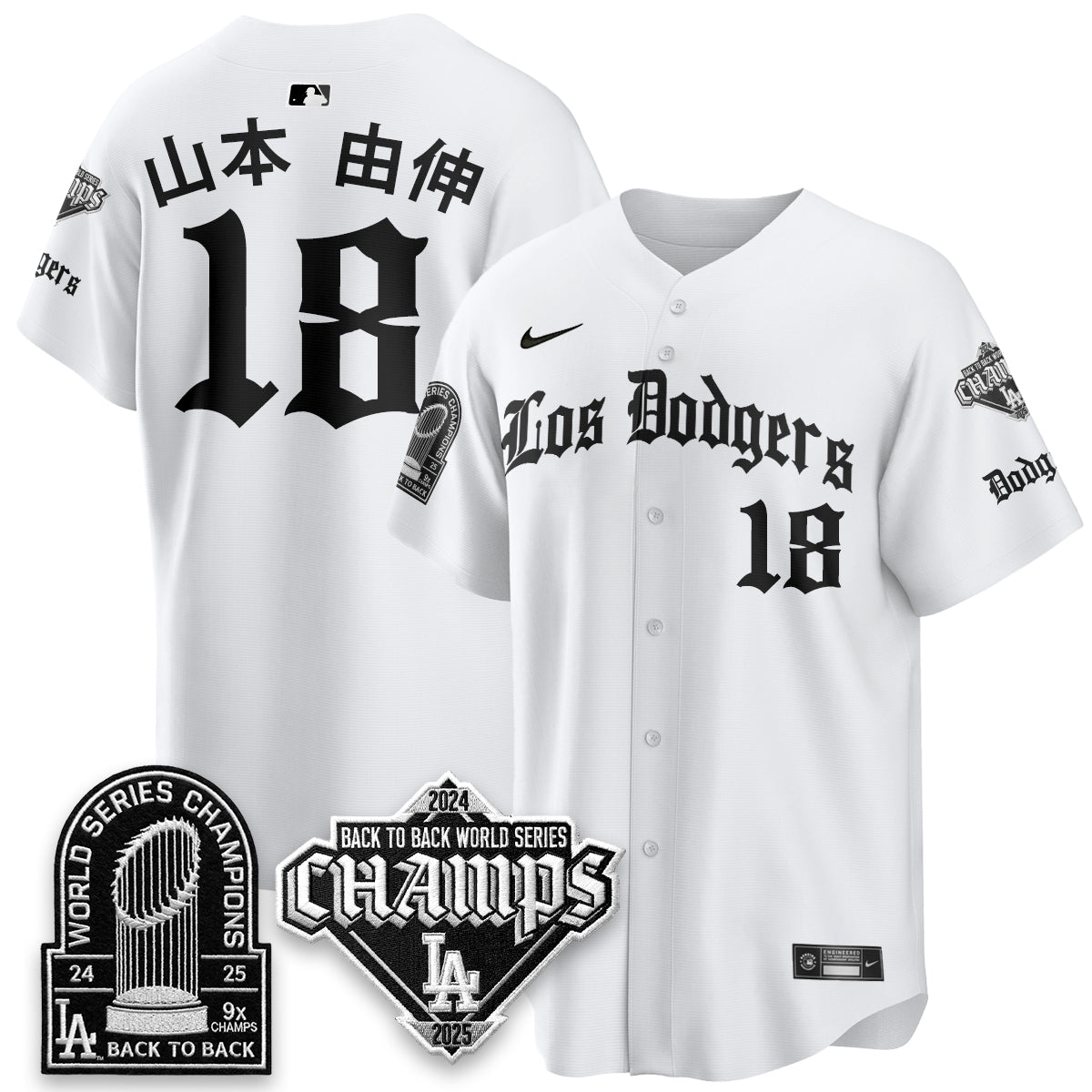 Los Angeles Dodgers World Series Champions B2B Patch Vapor Premier Limited Gothic Edition Jersey - Stitched-Cuztomshoes